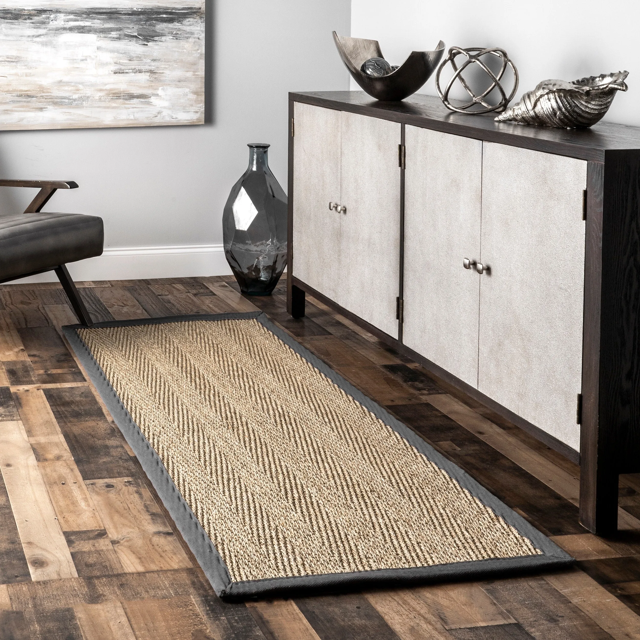 Nuloom Geometric Natural Fiber Seagrass Chevron Area Rug