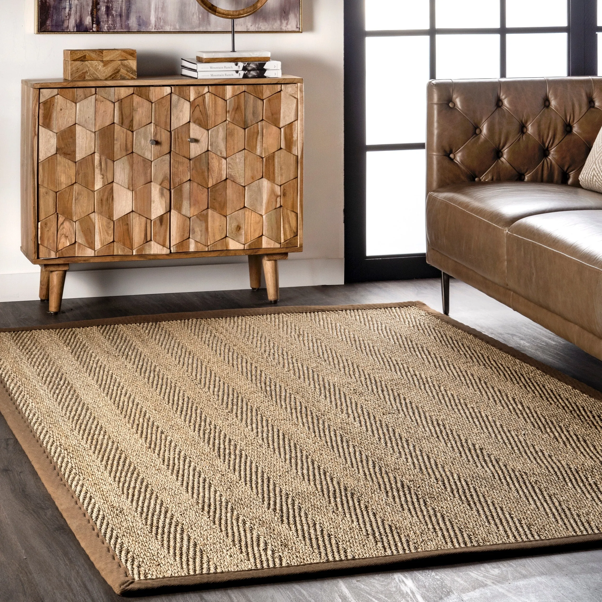 Nuloom Geometric Natural Fiber Seagrass Chevron Area Rug