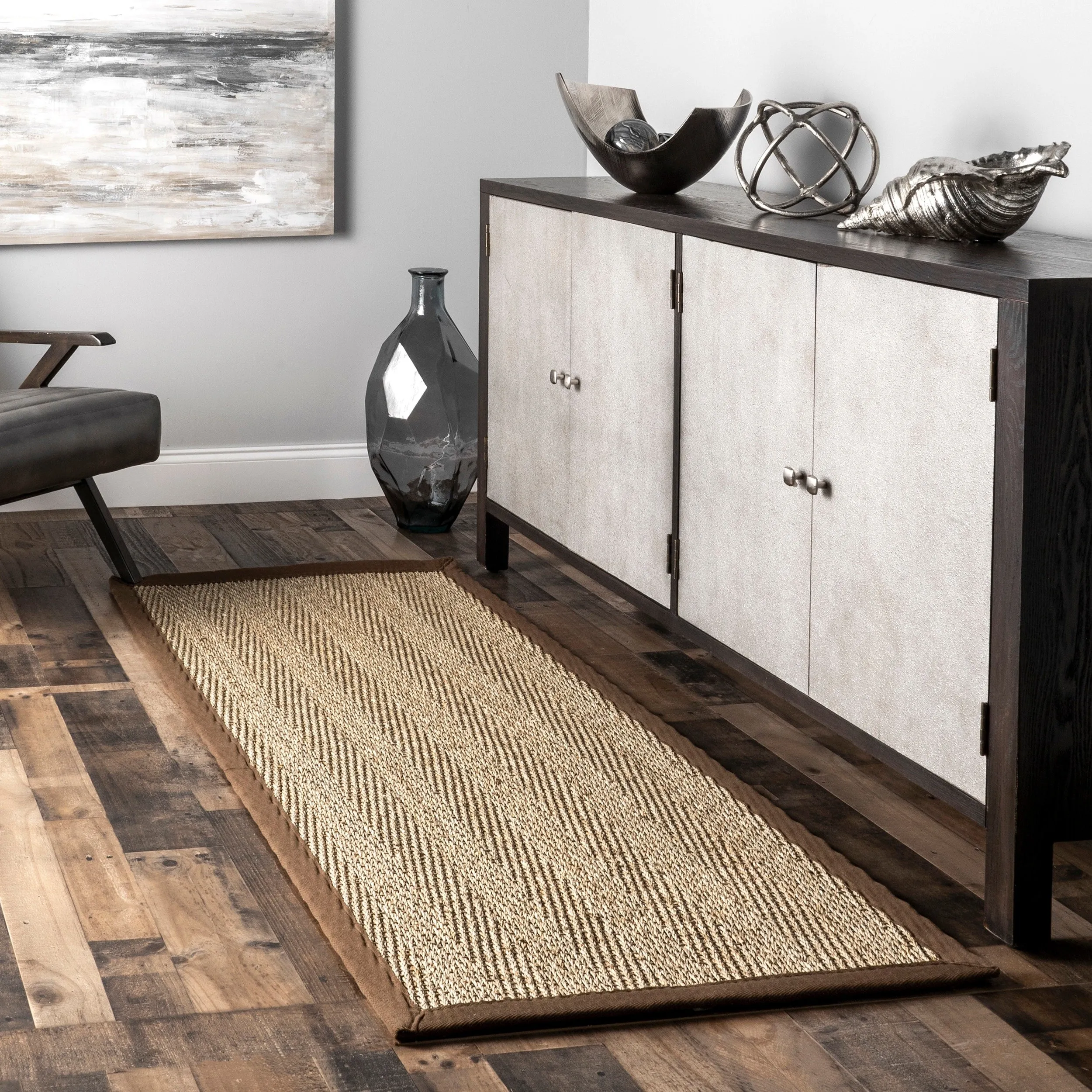 Nuloom Geometric Natural Fiber Seagrass Chevron Area Rug