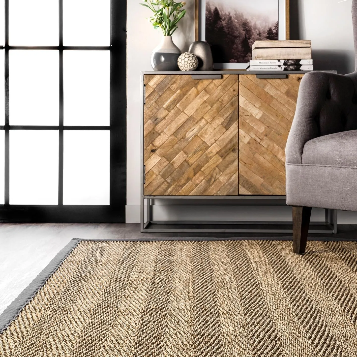 Nuloom Geometric Natural Fiber Seagrass Chevron Area Rug