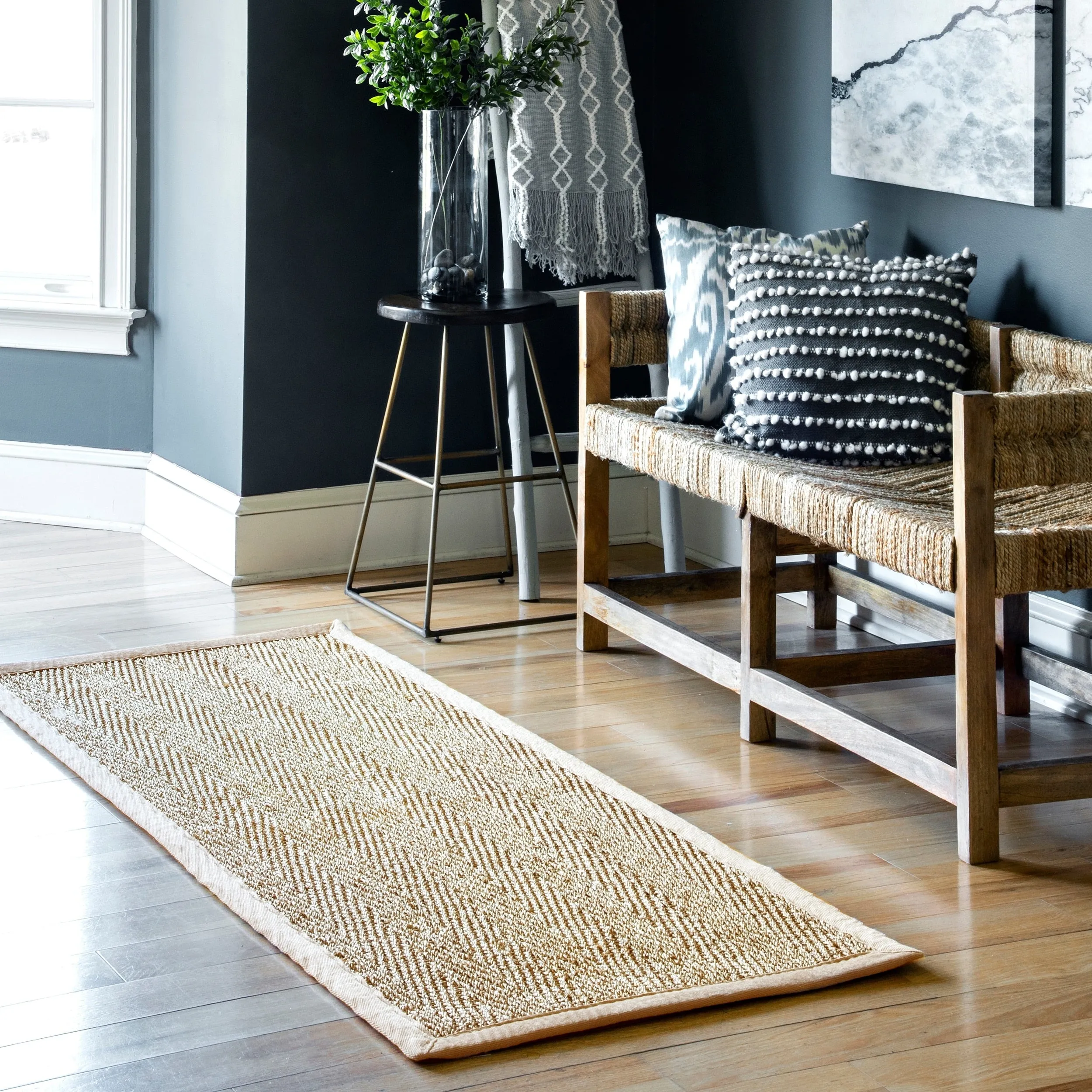Nuloom Geometric Natural Fiber Seagrass Chevron Area Rug