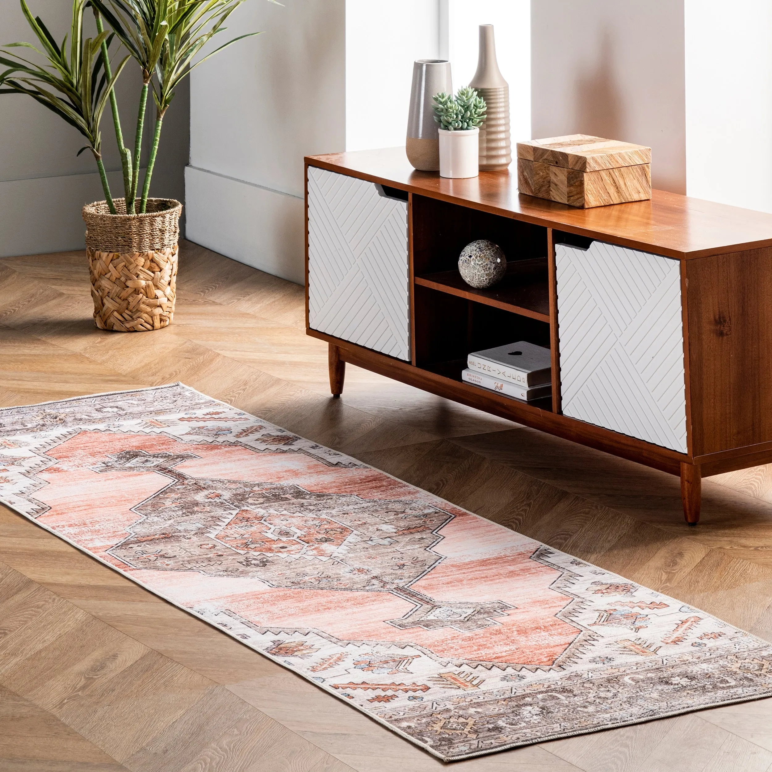 Nuloom Gracie SpinClean Distressed Medallion Machine Washable Area Rug