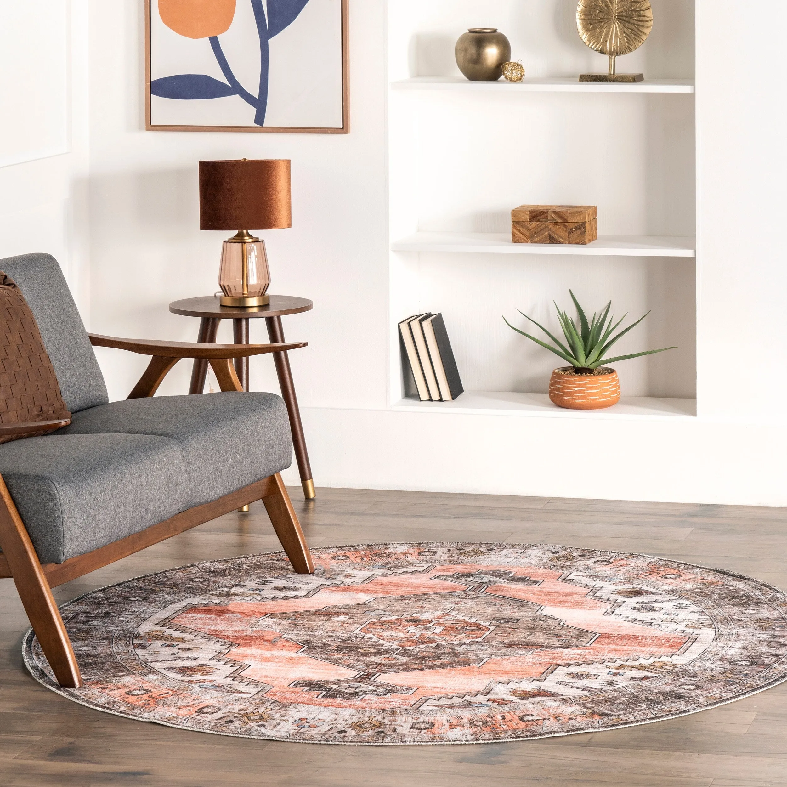 Nuloom Gracie SpinClean Distressed Medallion Machine Washable Area Rug