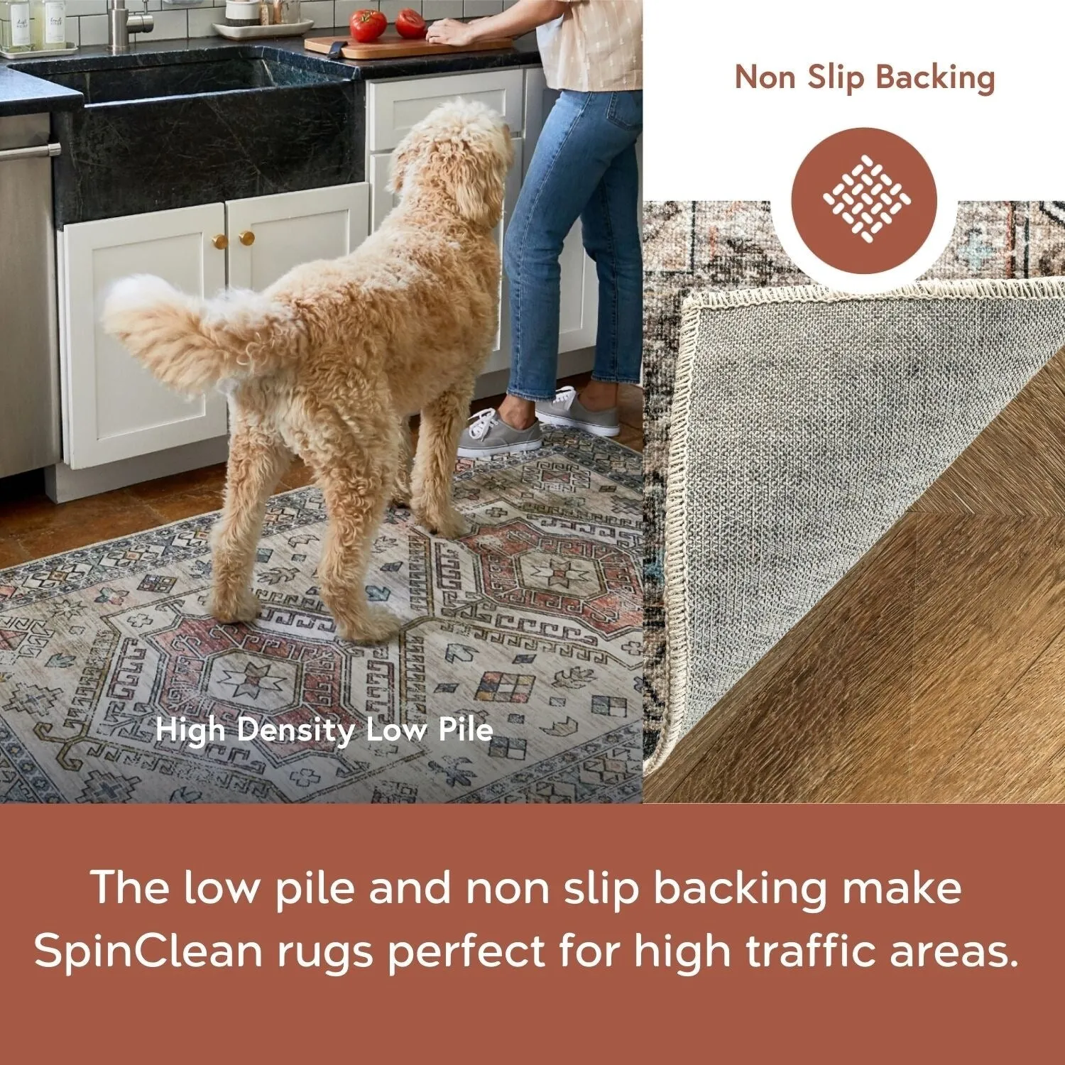 Nuloom Gracie SpinClean Distressed Medallion Machine Washable Area Rug