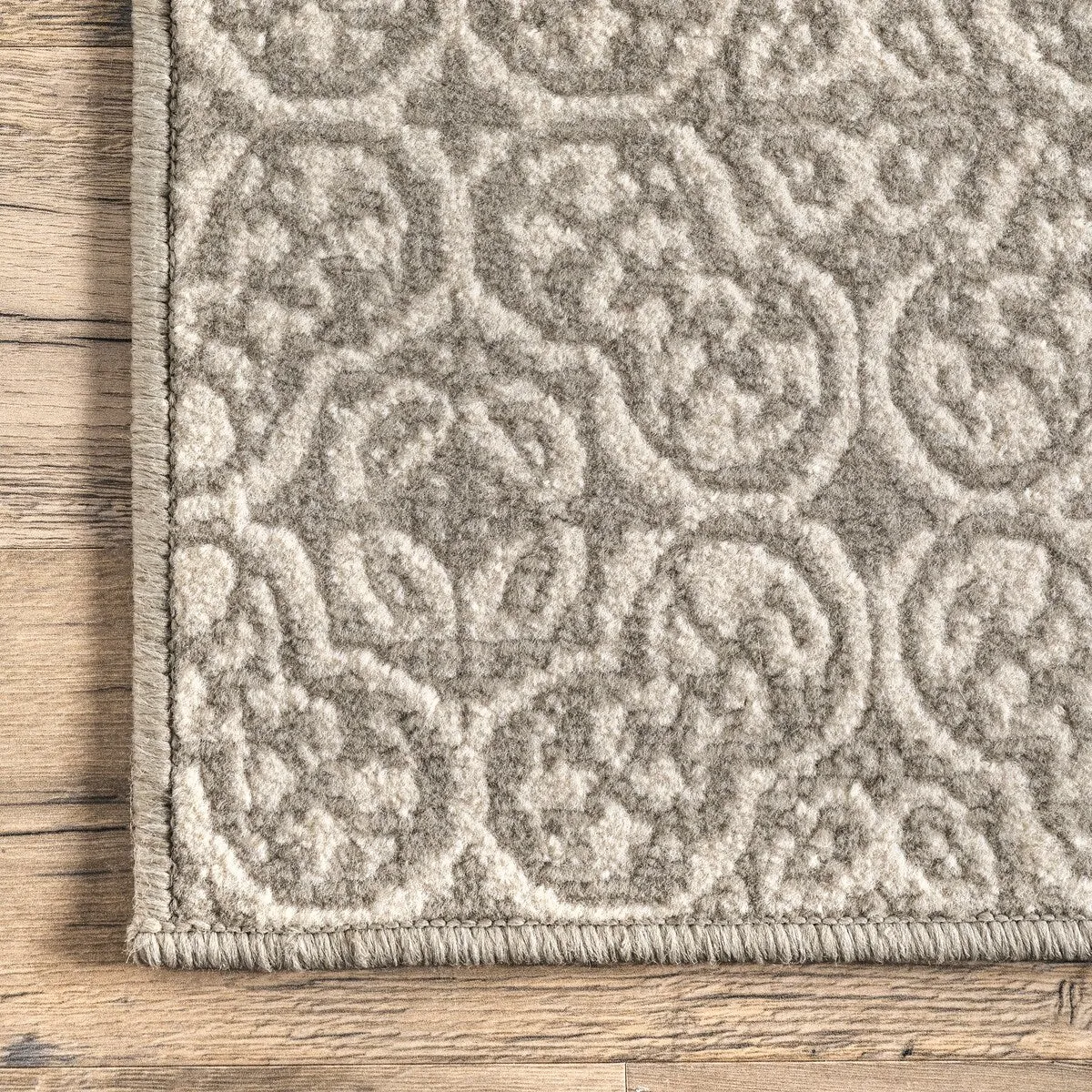 Nuloom Grey Transitional Charming Fiona Damask Trellis Stripped Area Rug