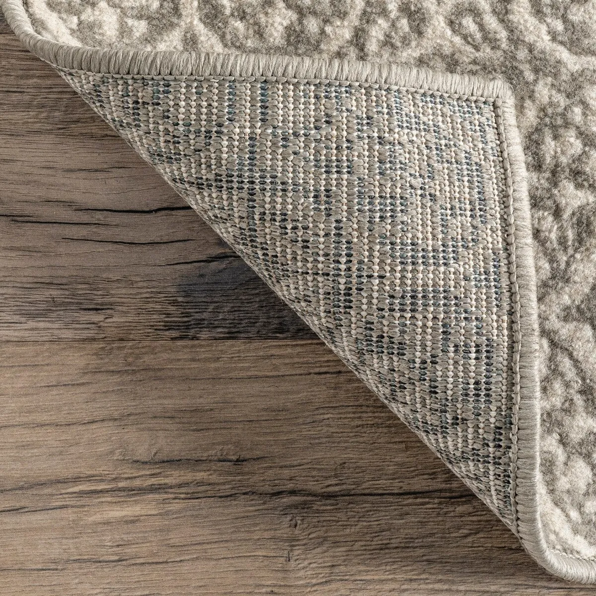 Nuloom Grey Transitional Charming Fiona Damask Trellis Stripped Area Rug