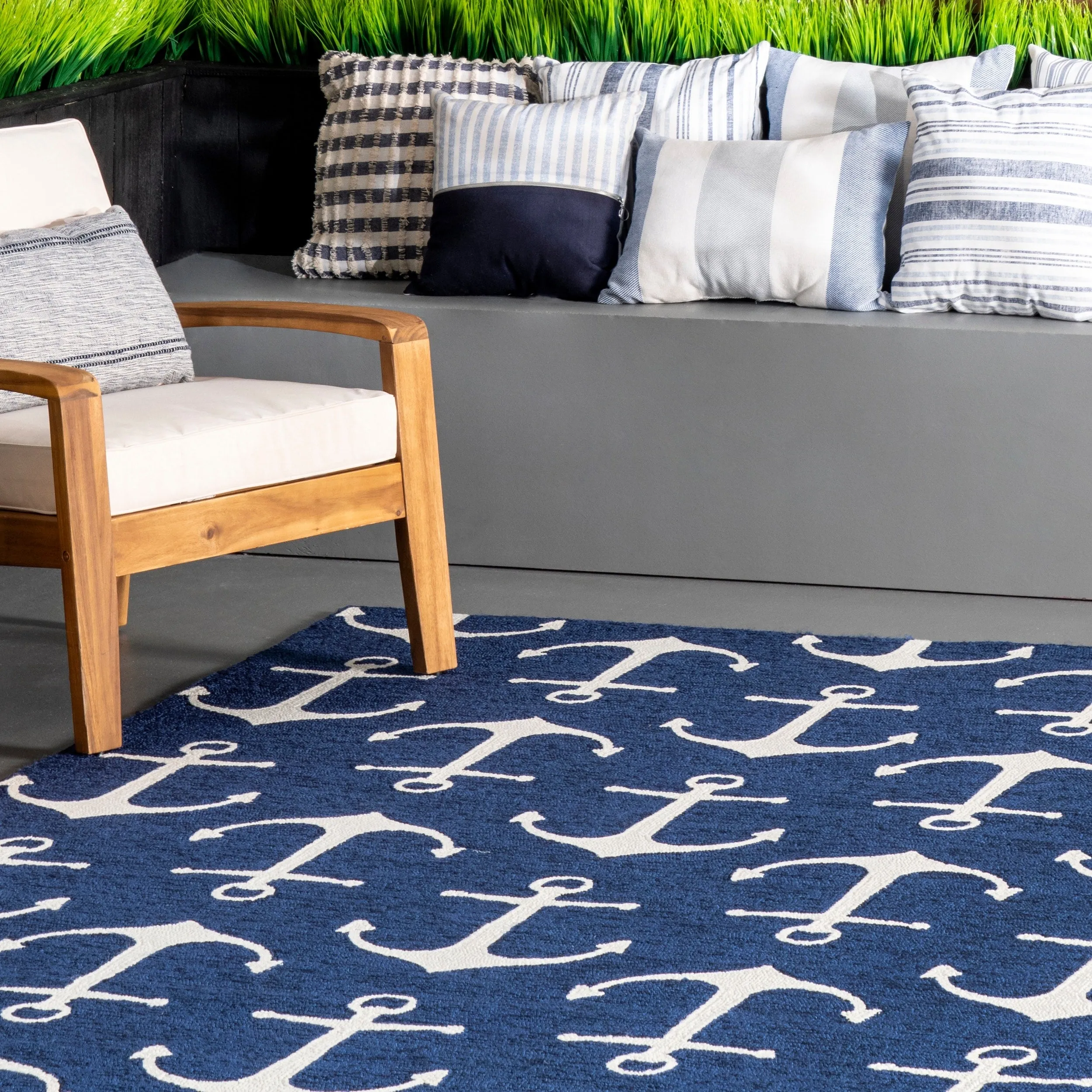 Nuloom Indoor/Outdoor Nautical Anchor Area Rug