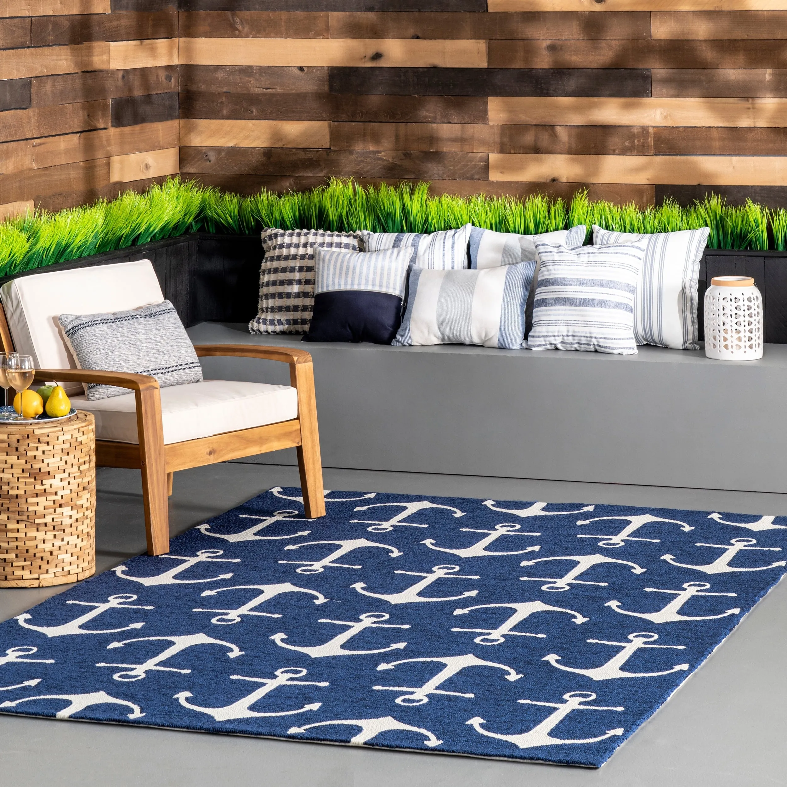 Nuloom Indoor/Outdoor Nautical Anchor Area Rug