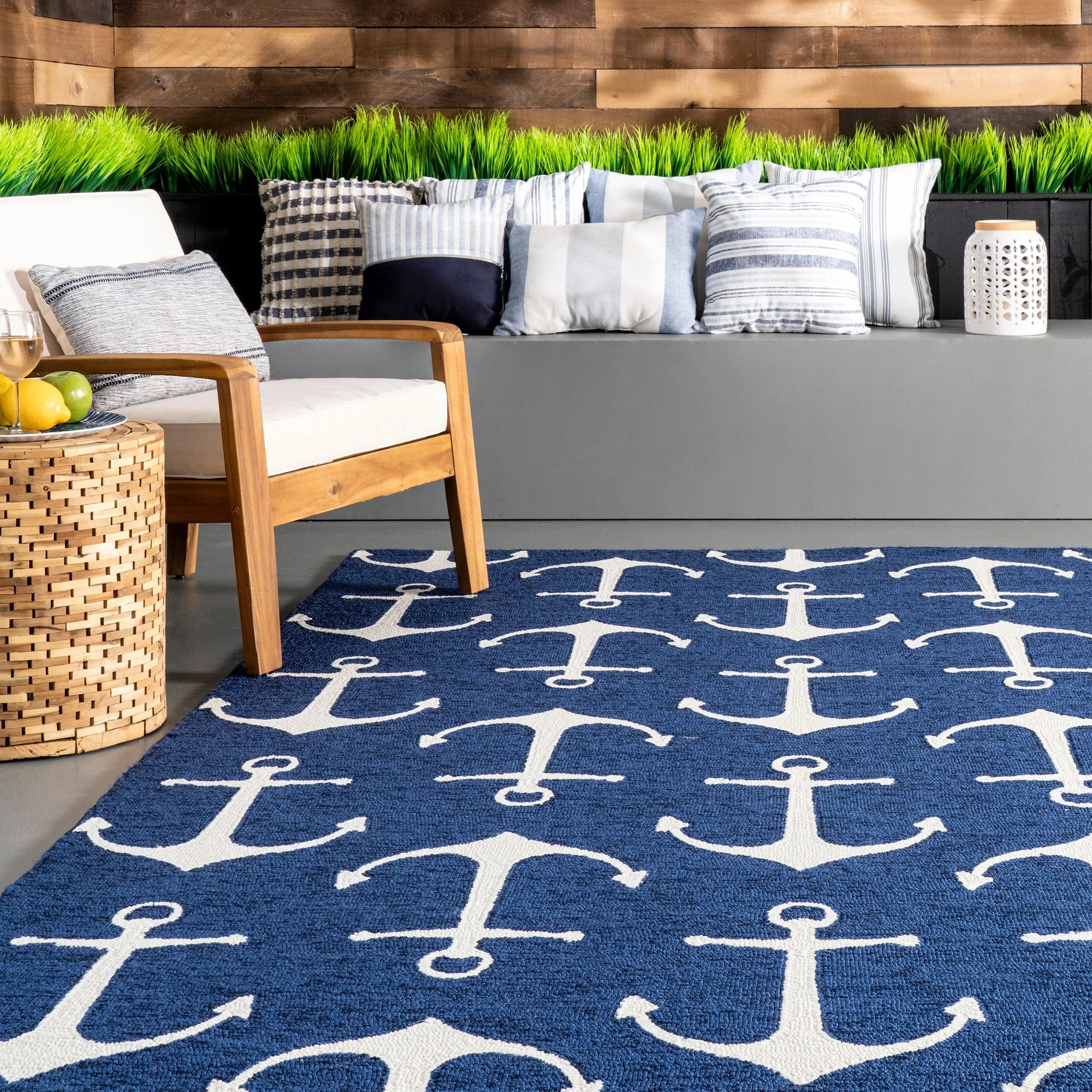 Nuloom Indoor/Outdoor Nautical Anchor Area Rug