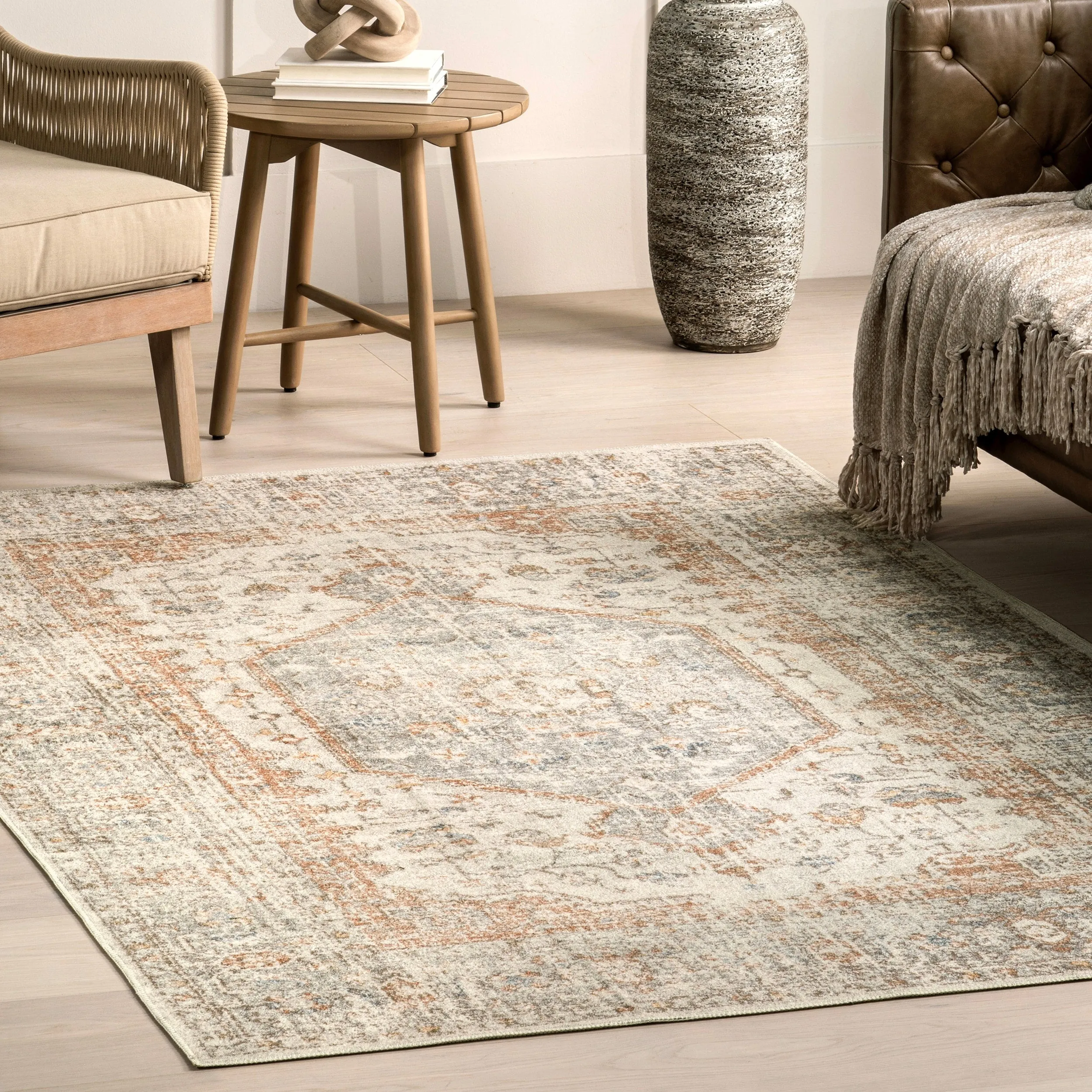 Nuloom Jacquie SpinClean Machine Washable Vintage Floral Area Rug