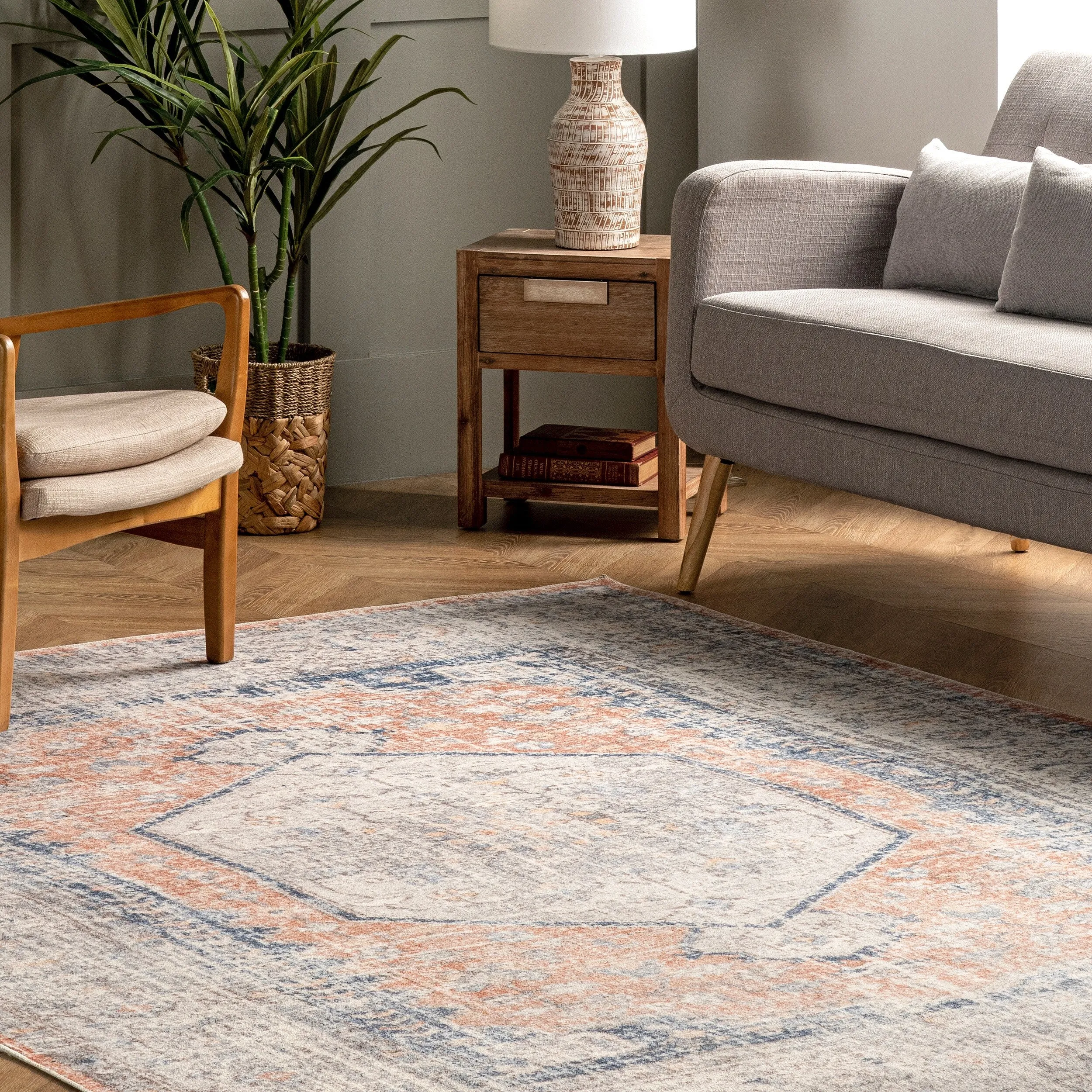 Nuloom Jacquie SpinClean Machine Washable Vintage Floral Area Rug