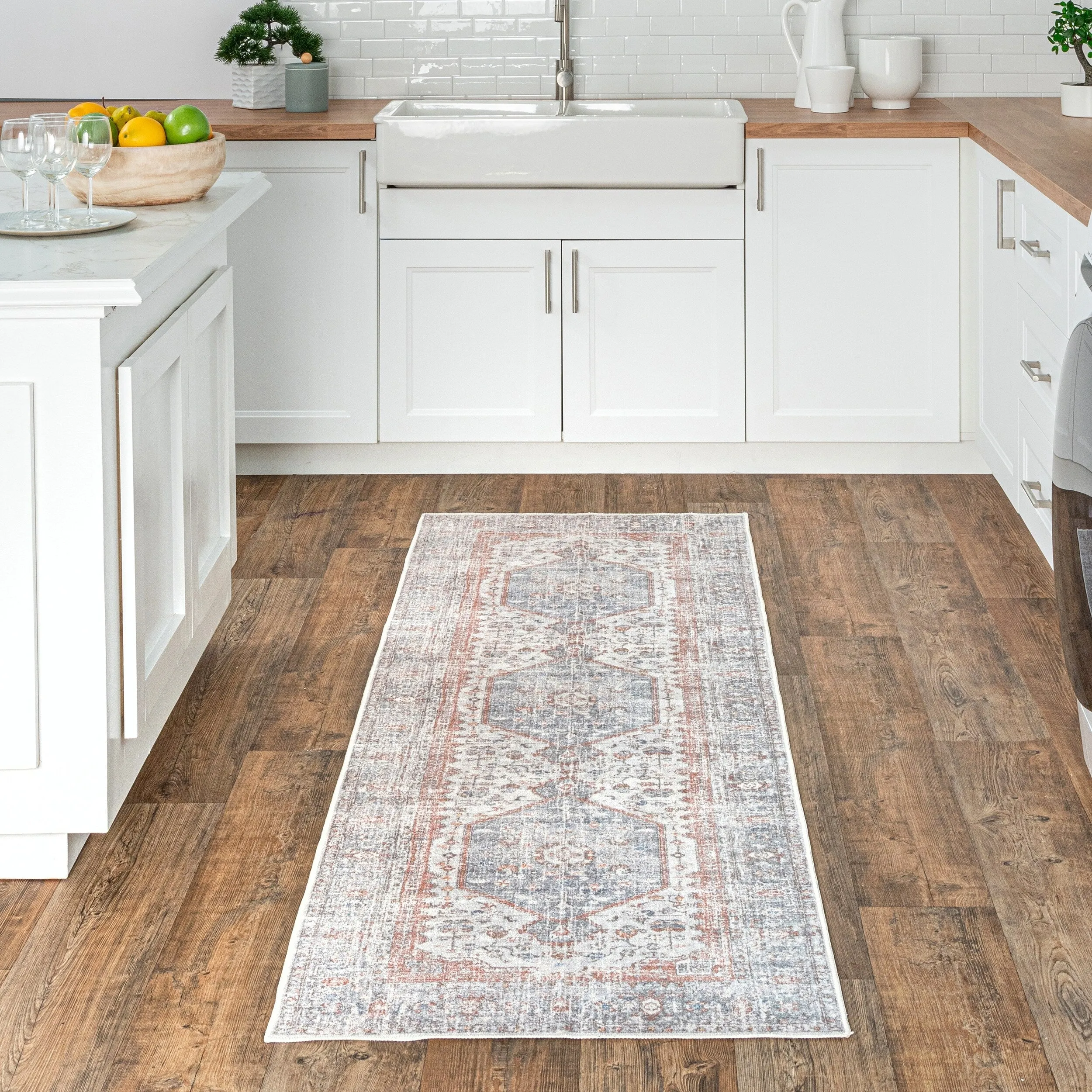 Nuloom Jacquie SpinClean Machine Washable Vintage Floral Area Rug