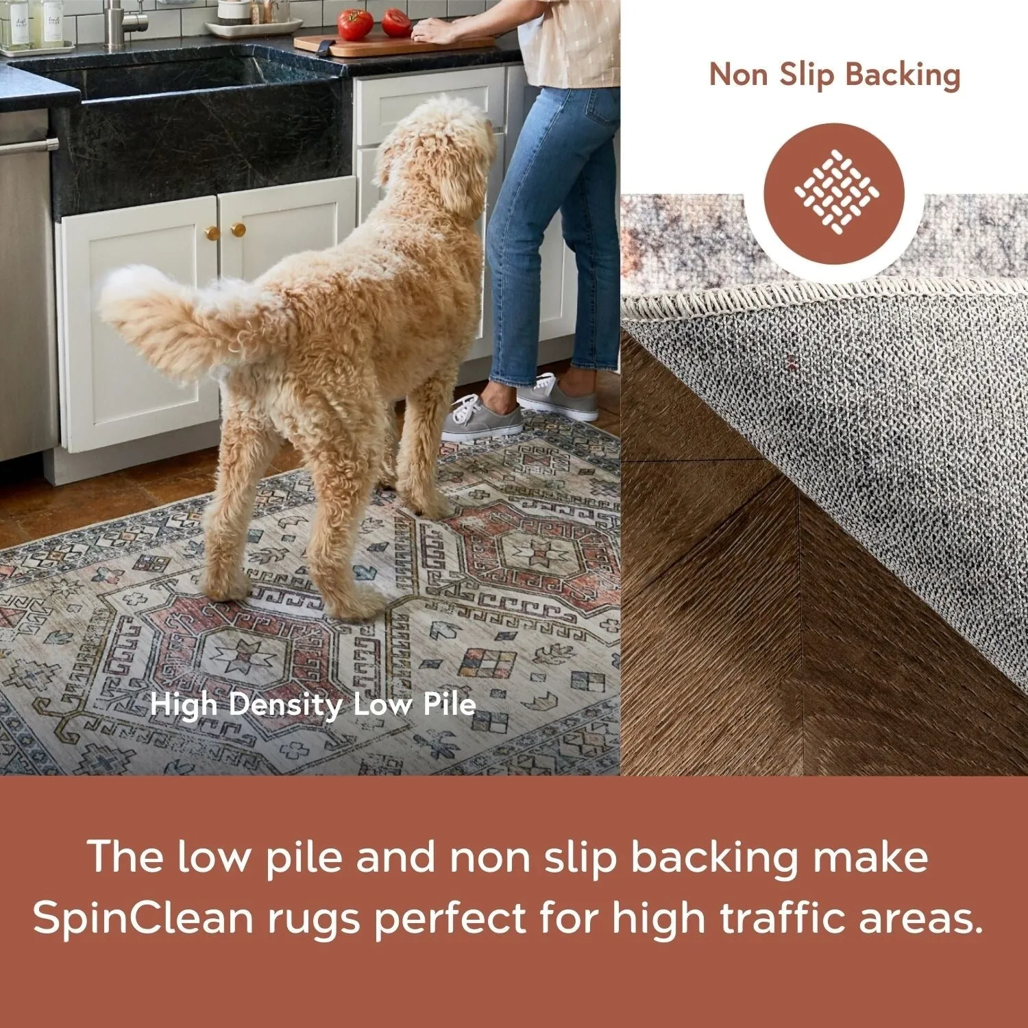 Nuloom Jacquie SpinClean Machine Washable Vintage Floral Area Rug