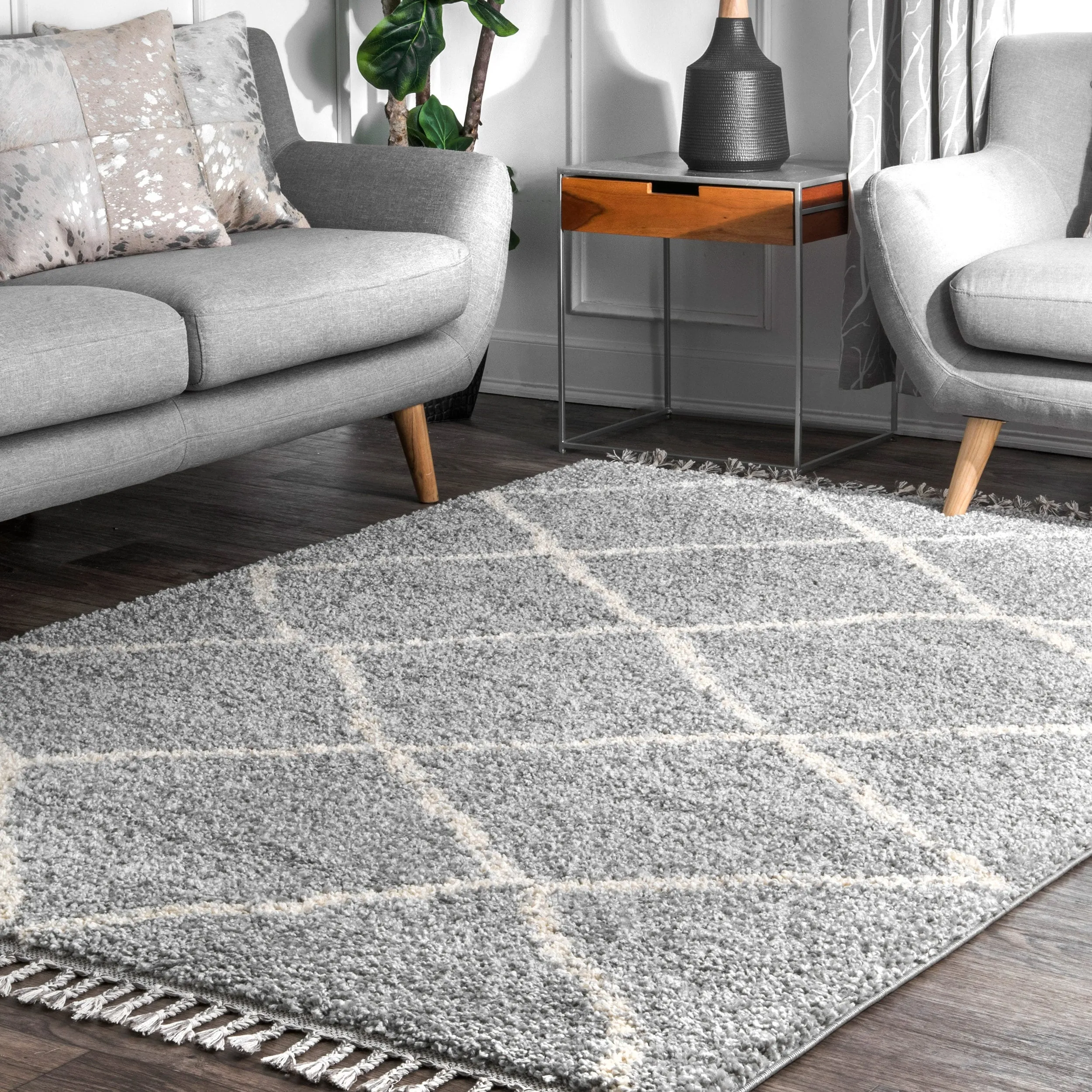 Nuloom Jessie Moroccan Lattice Tassel Area Rug