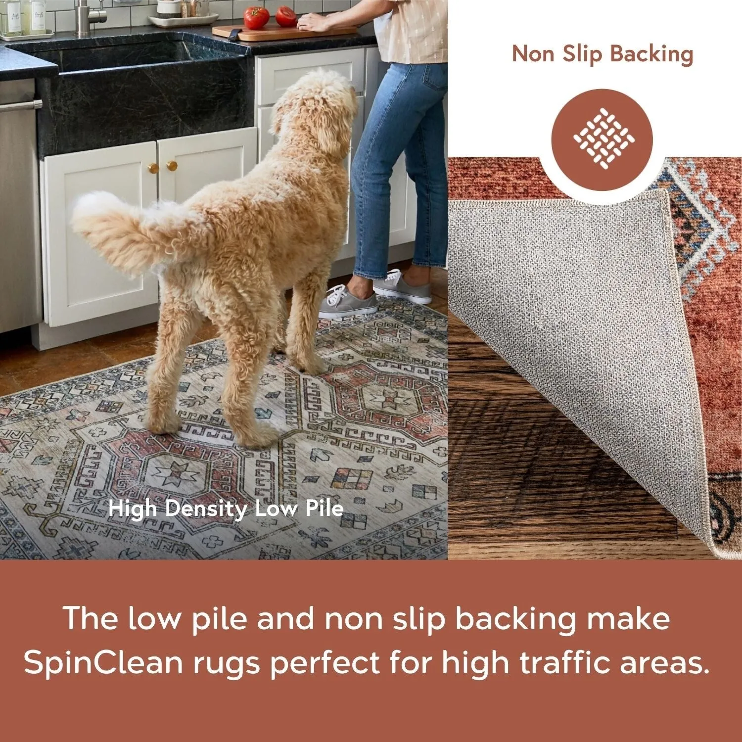 Nuloom Joslyn SpinClean Traditional Floral Machine Washable Area Rug