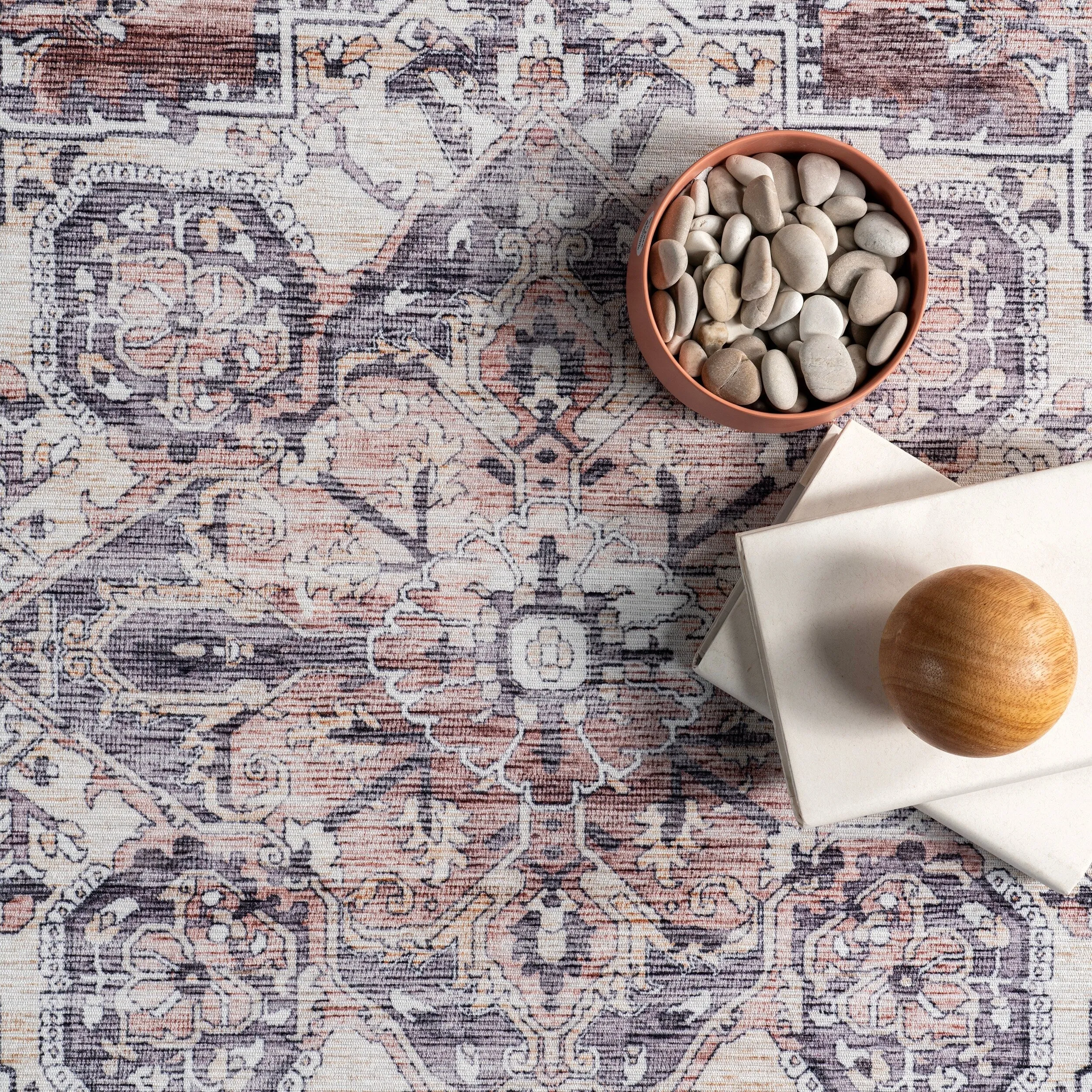 Nuloom Joslyn SpinClean Traditional Floral Machine Washable Area Rug