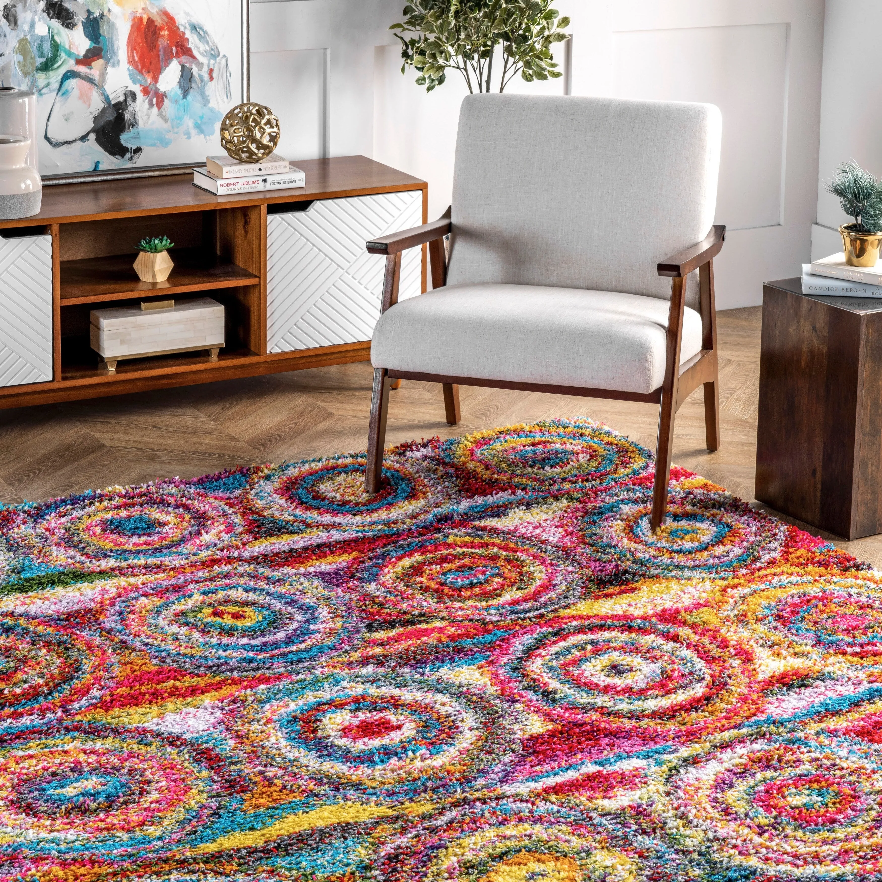 Nuloom Kindra Bohemian Circles Shag Area Rug