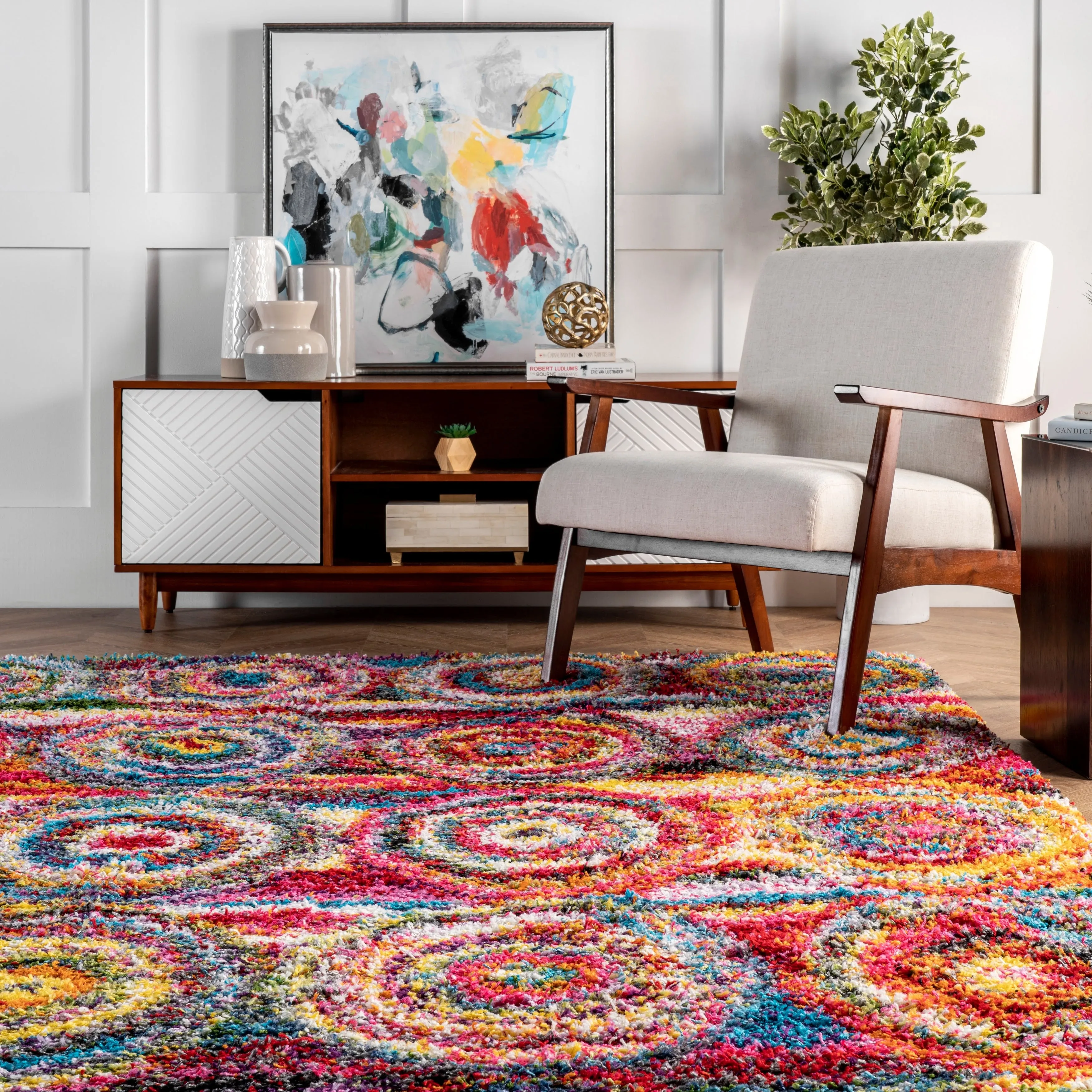 Nuloom Kindra Bohemian Circles Shag Area Rug