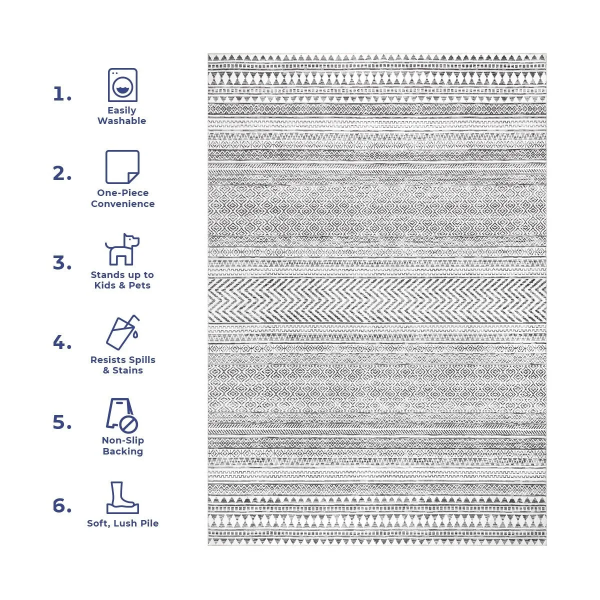 Nuloom Kira SpinClean Machine Washable Tribal Geometric Area Rug