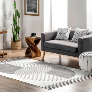 Nuloom Leah SpinClean Machine Washable Geometric Moon Phase Area Rug