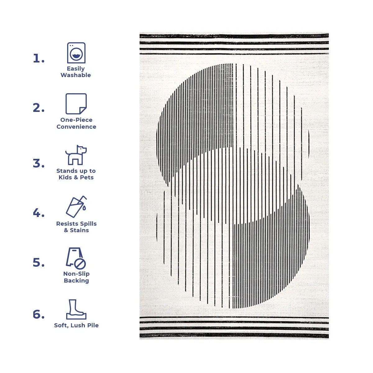 Nuloom Leah SpinClean Machine Washable Geometric Moon Phase Area Rug