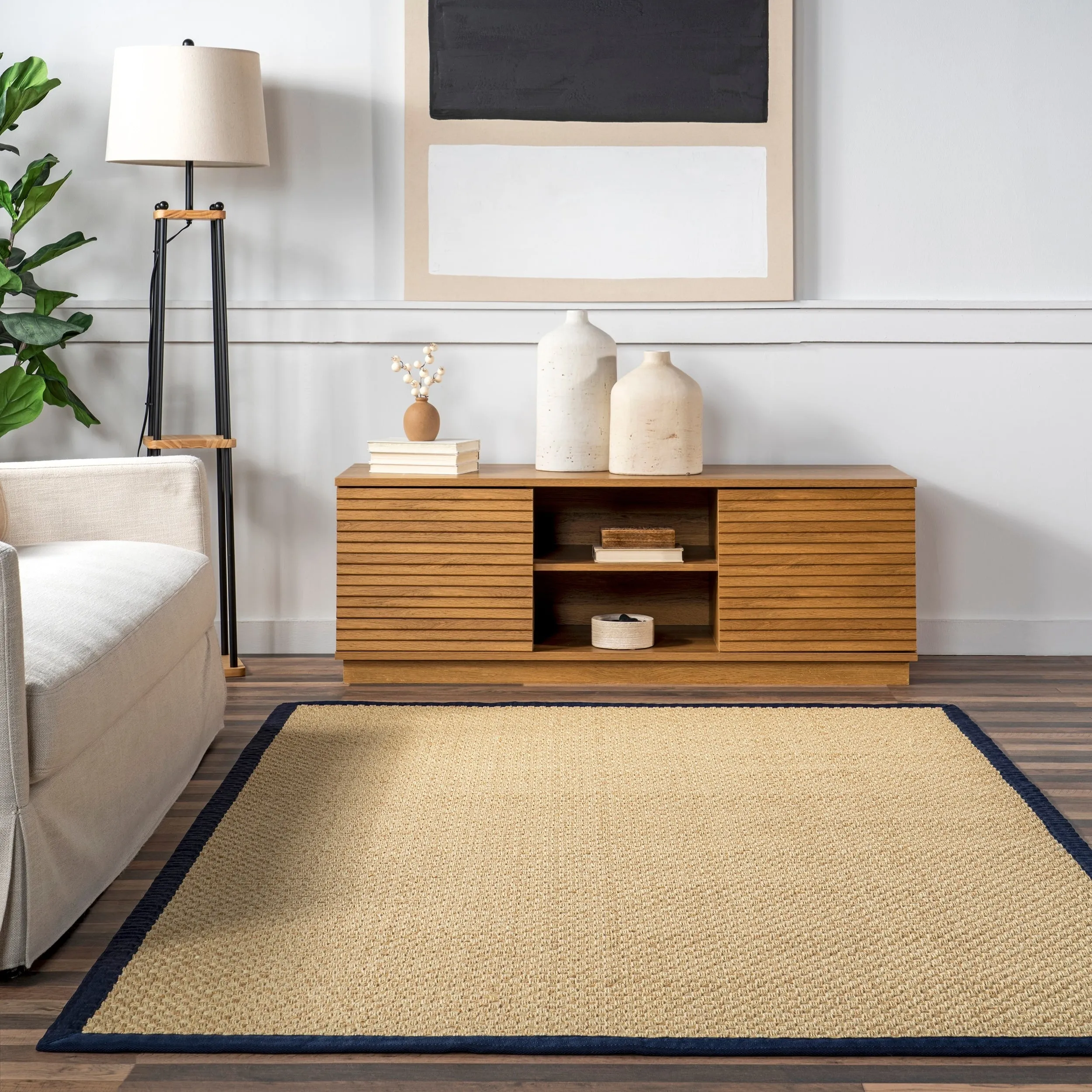 Nuloom Meena Faux Seagrass Bordered Indoor/Outdoor Area Rug