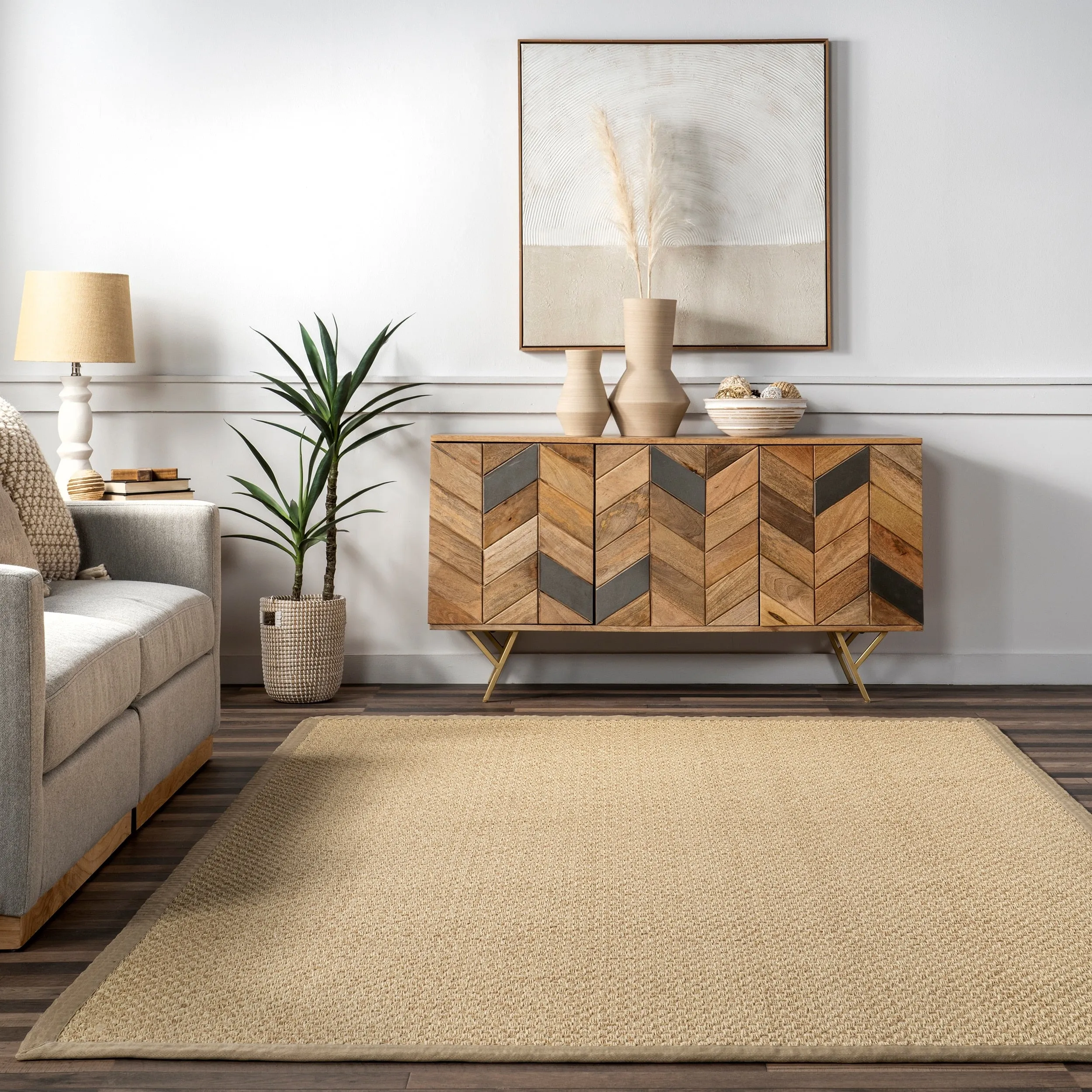 Nuloom Meena Faux Seagrass Bordered Indoor/Outdoor Area Rug