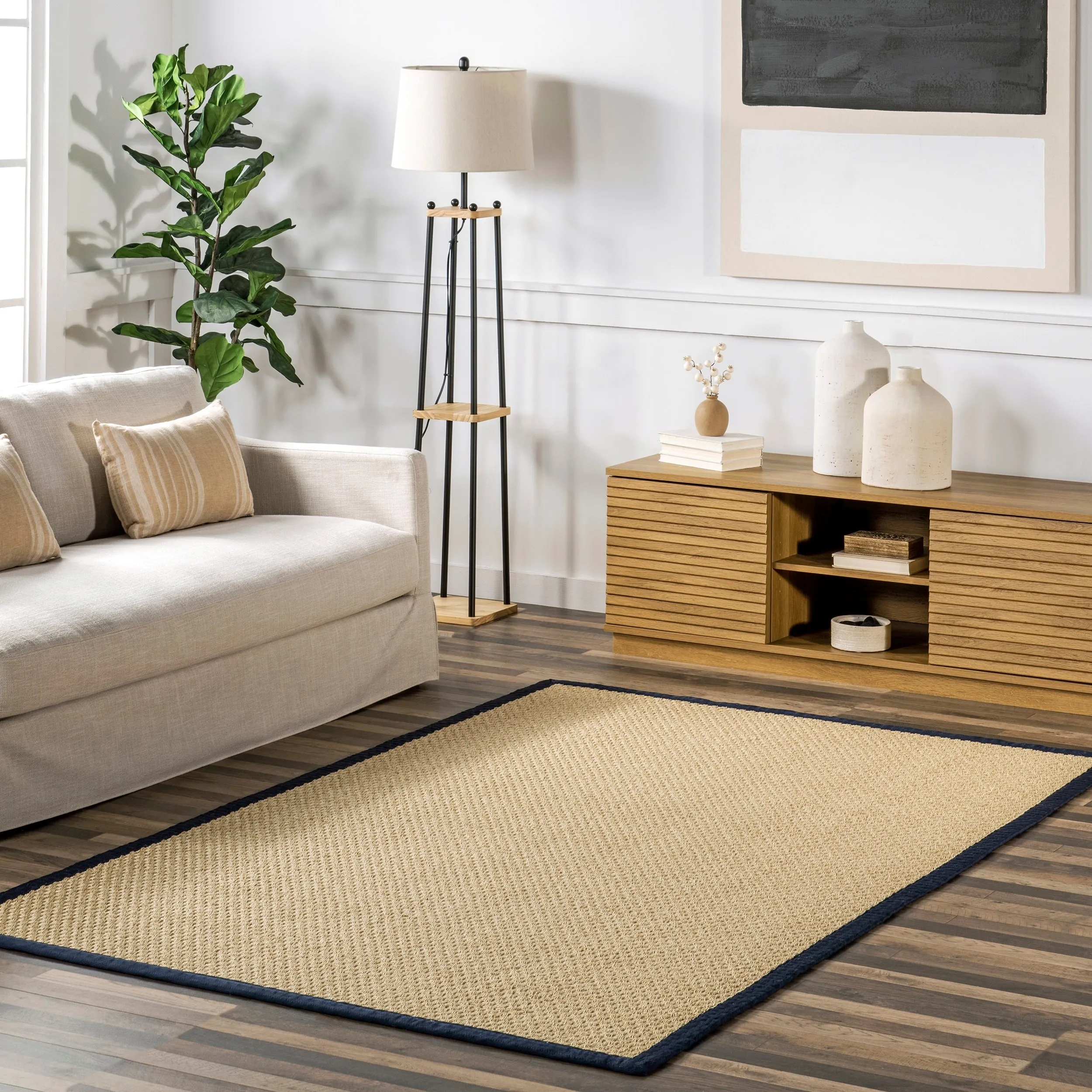 Nuloom Meena Faux Seagrass Bordered Indoor/Outdoor Area Rug