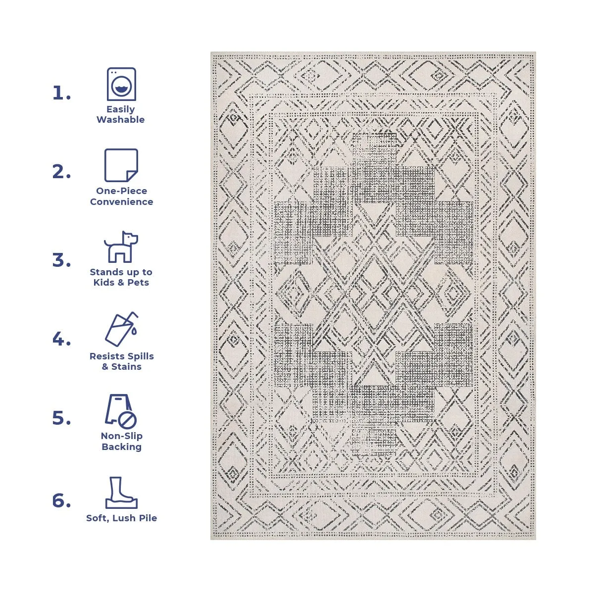 Nuloom Mia SpinClean Machine Washable Geometric Medallion Area Rug