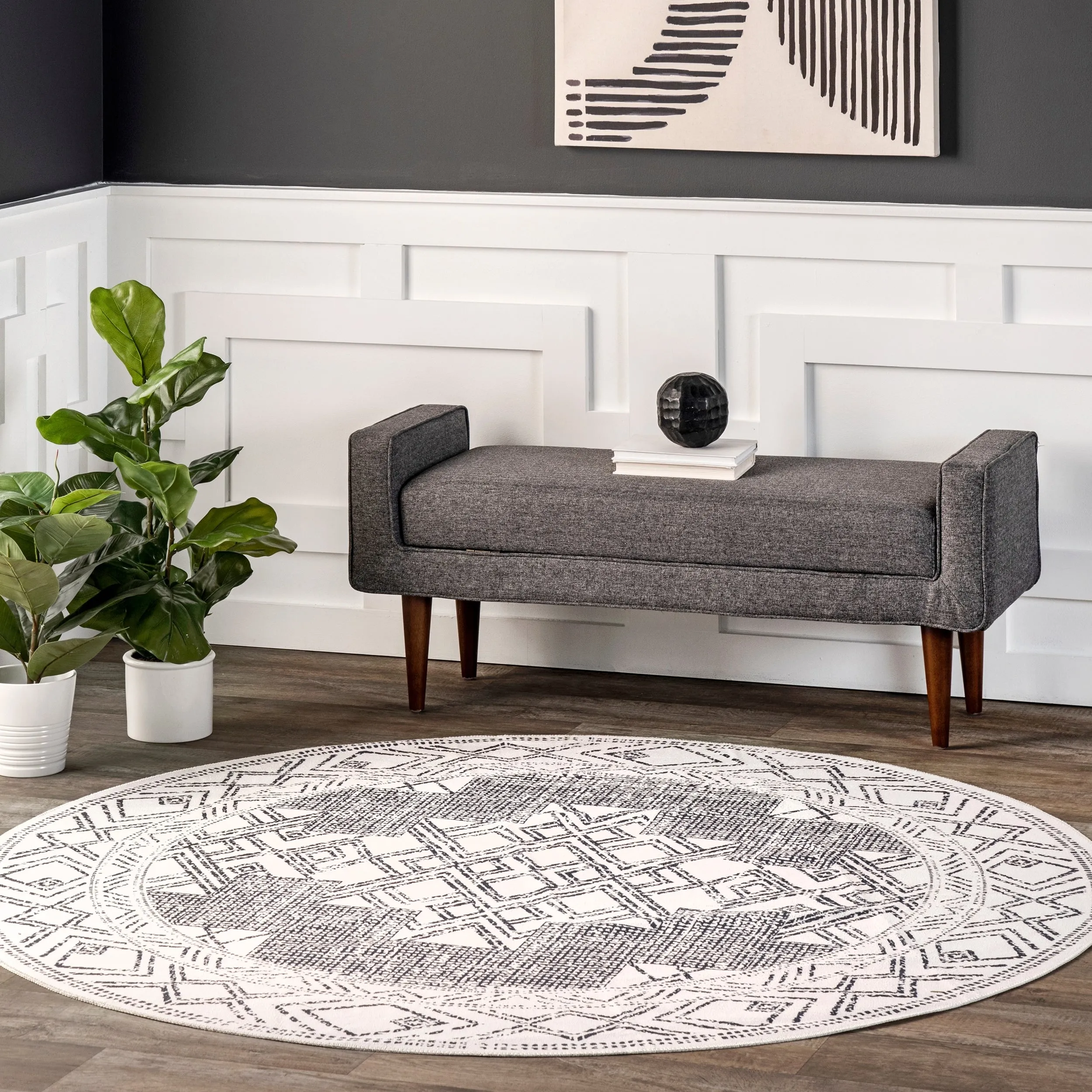 Nuloom Mia SpinClean Machine Washable Geometric Medallion Area Rug