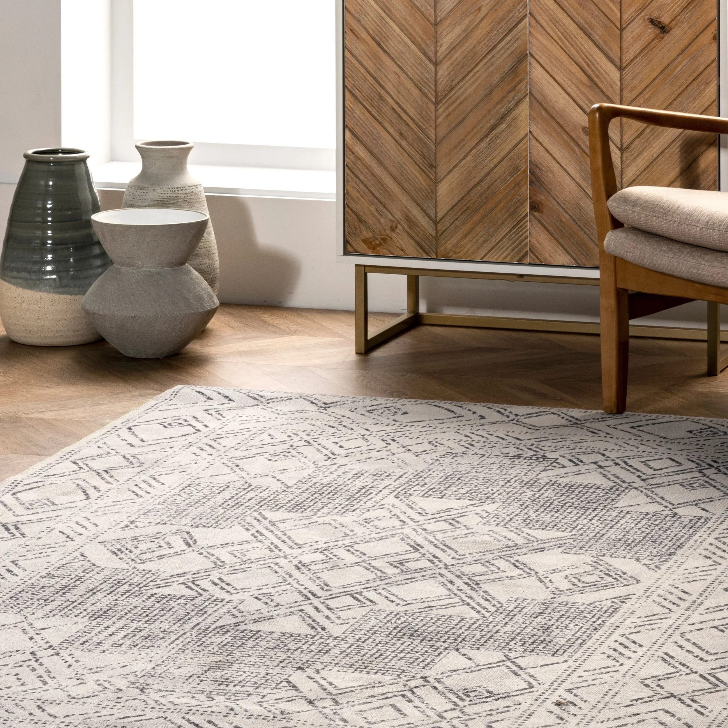 Nuloom Mia SpinClean Machine Washable Geometric Medallion Area Rug