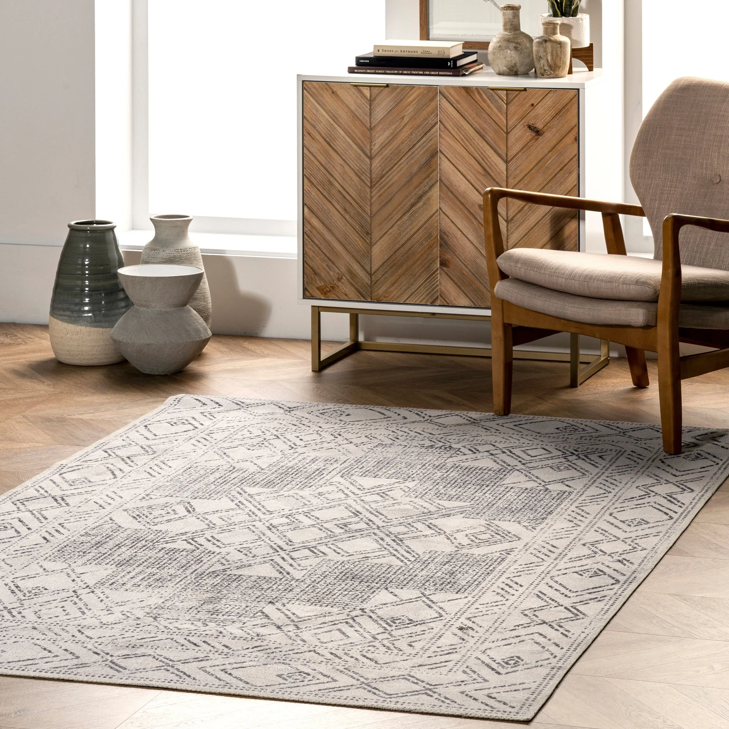 Nuloom Mia SpinClean Machine Washable Geometric Medallion Area Rug