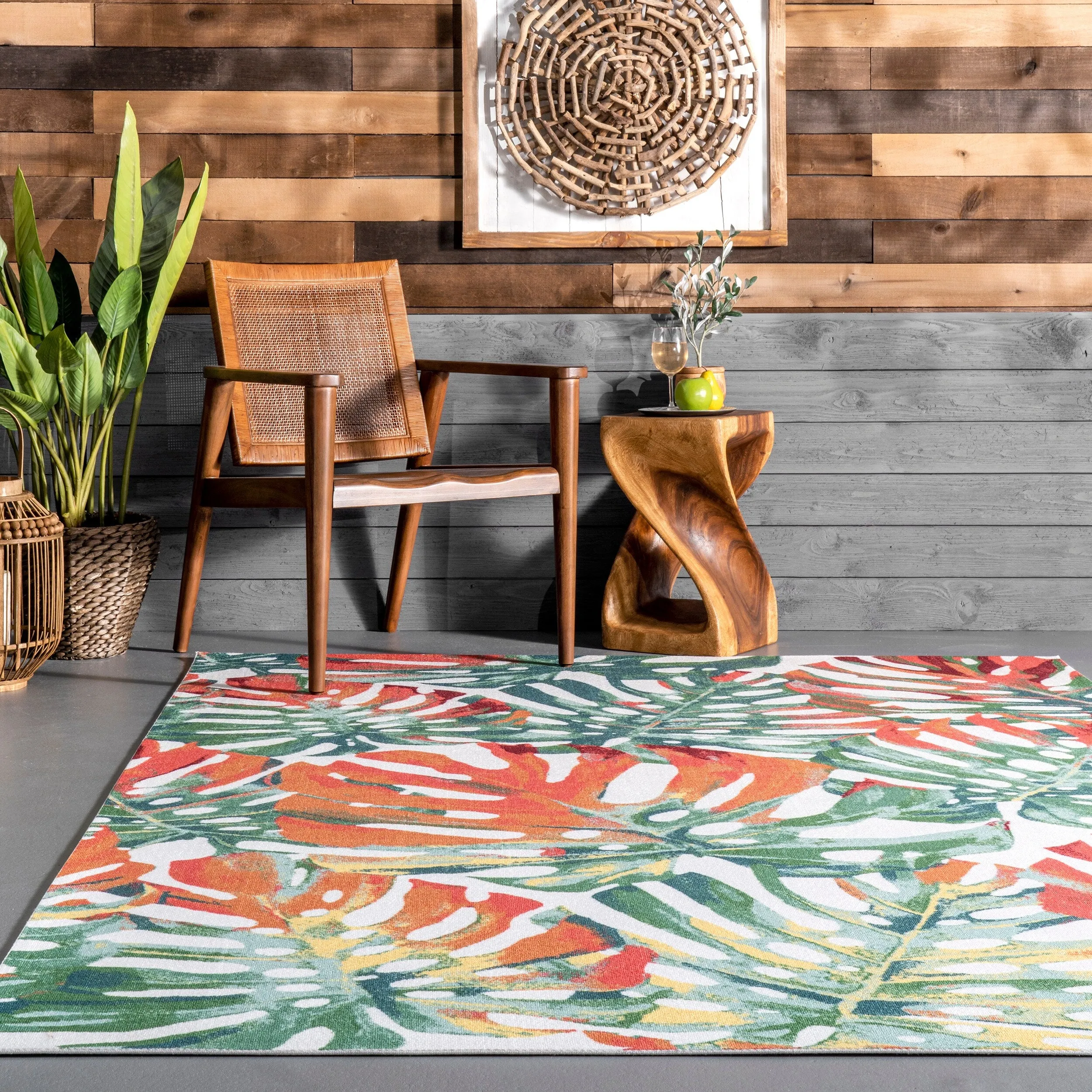 Nuloom Multi Indoor/ Outdoor Contemporary Tropical Palm Leaf Area Rug