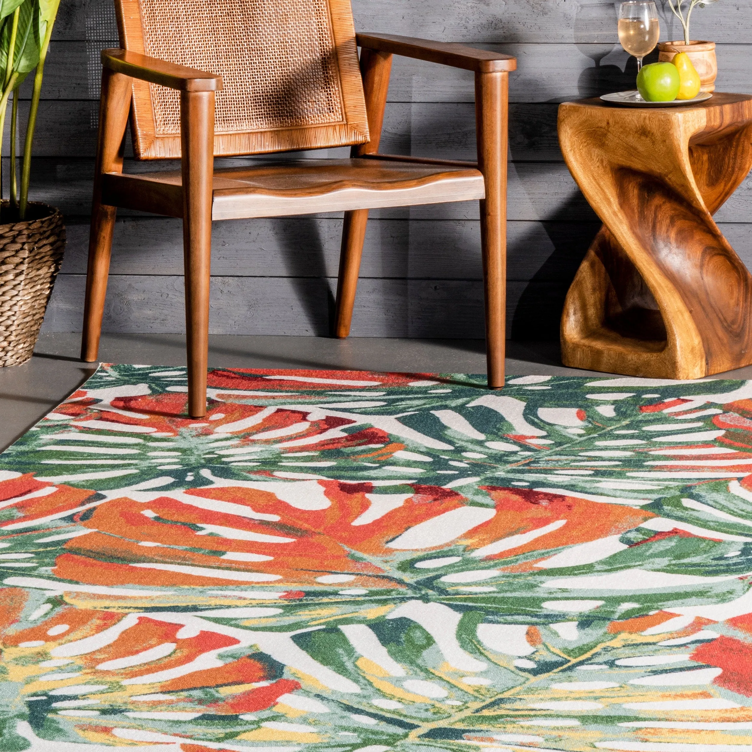 Nuloom Multi Indoor/ Outdoor Contemporary Tropical Palm Leaf Area Rug