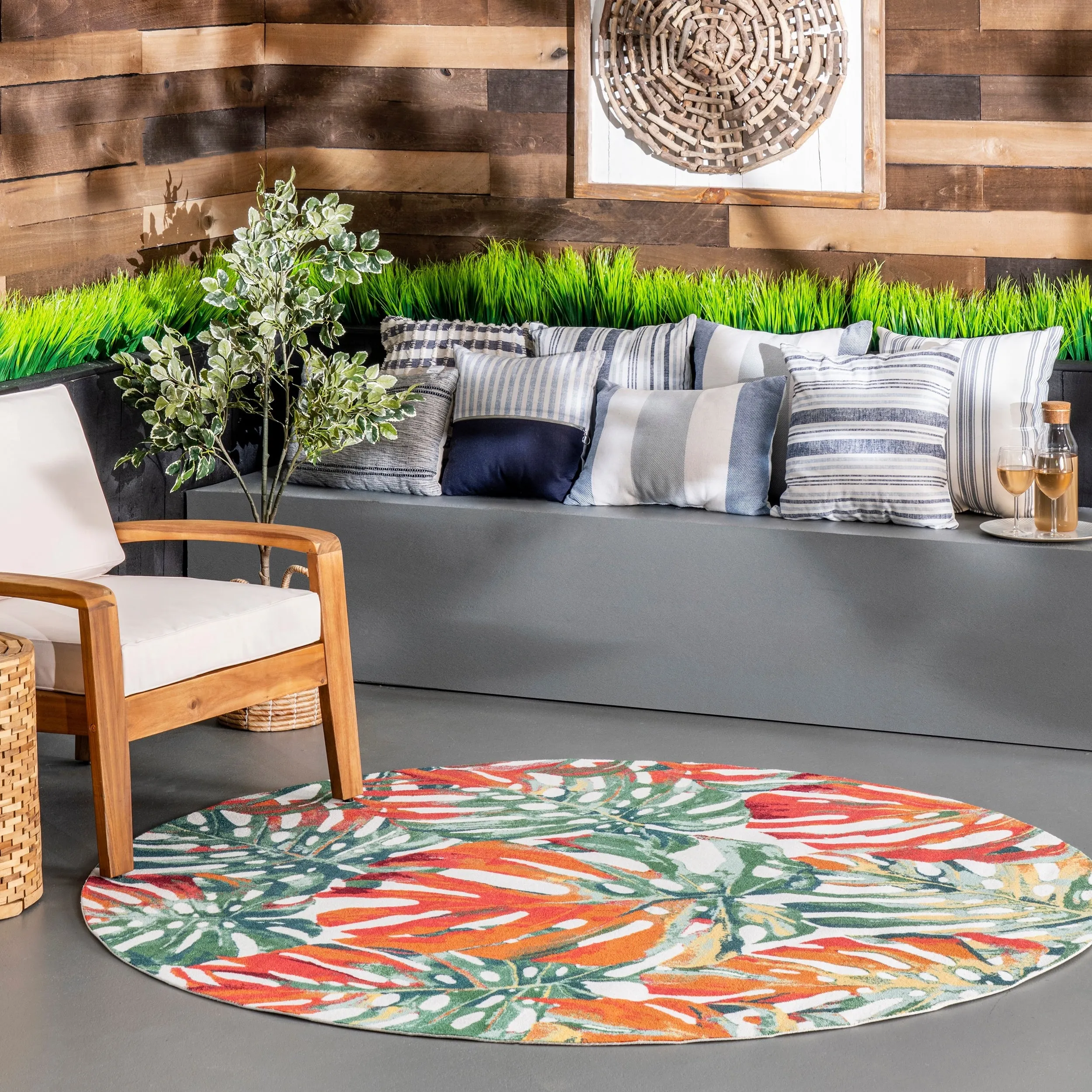 Nuloom Multi Indoor/ Outdoor Contemporary Tropical Palm Leaf Area Rug