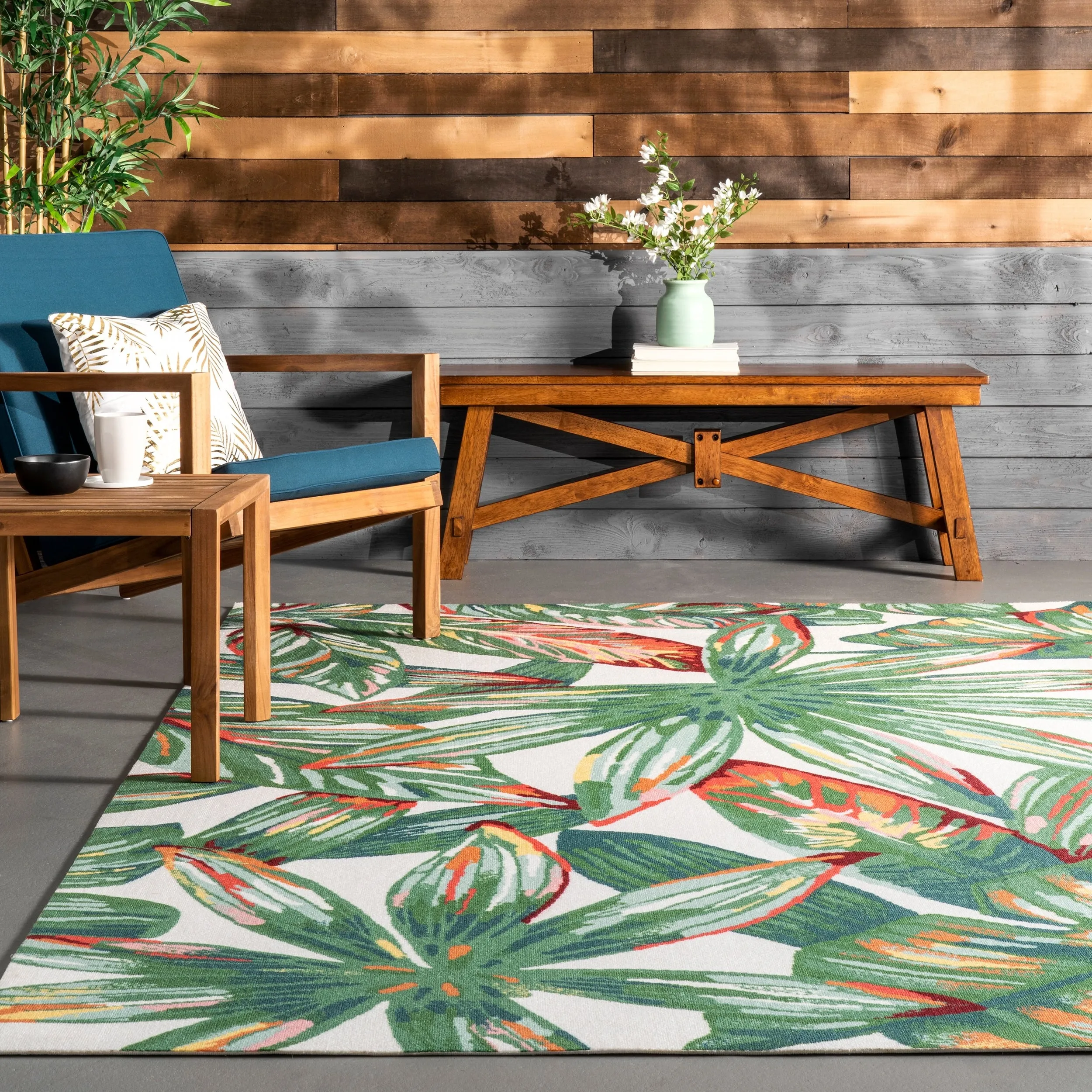 Nuloom Multi Indoor/Outdoor Contemporary Tropical Majestic Floral Bloom Area Rug