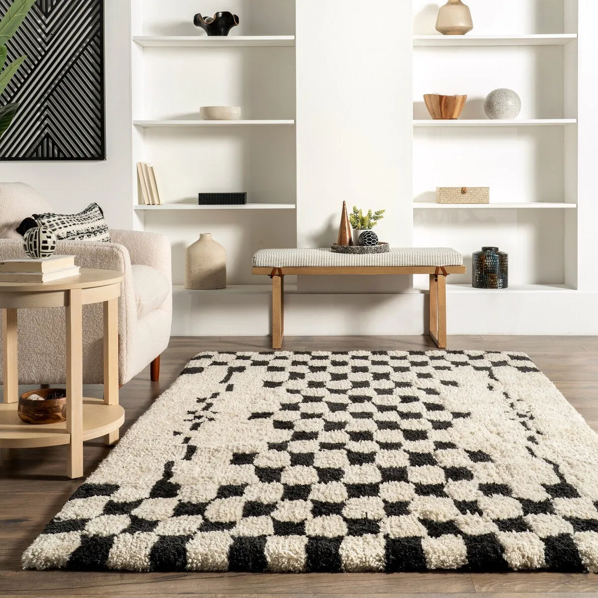 Nuloom Nathalie Modern Checkered Shag Area Rug