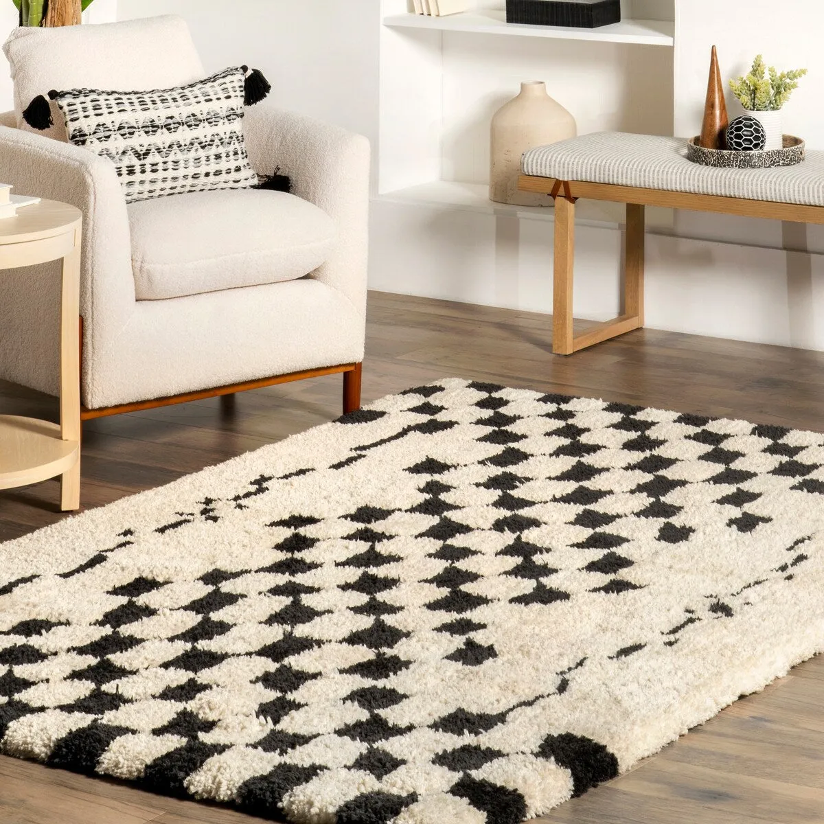 Nuloom Nathalie Modern Checkered Shag Area Rug