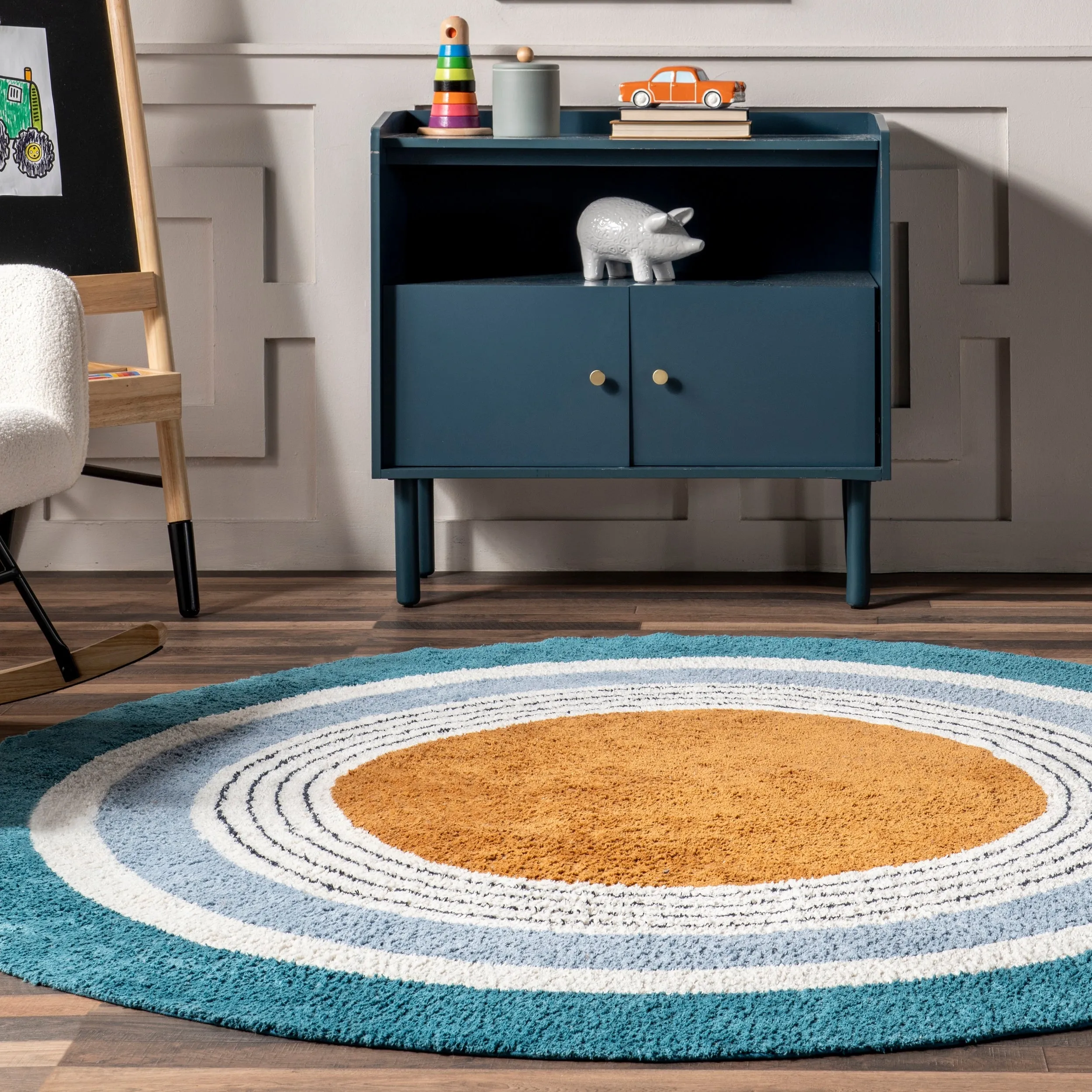 Nuloom Nydia SpinClean Circular Kids Machine Washable Area Rug