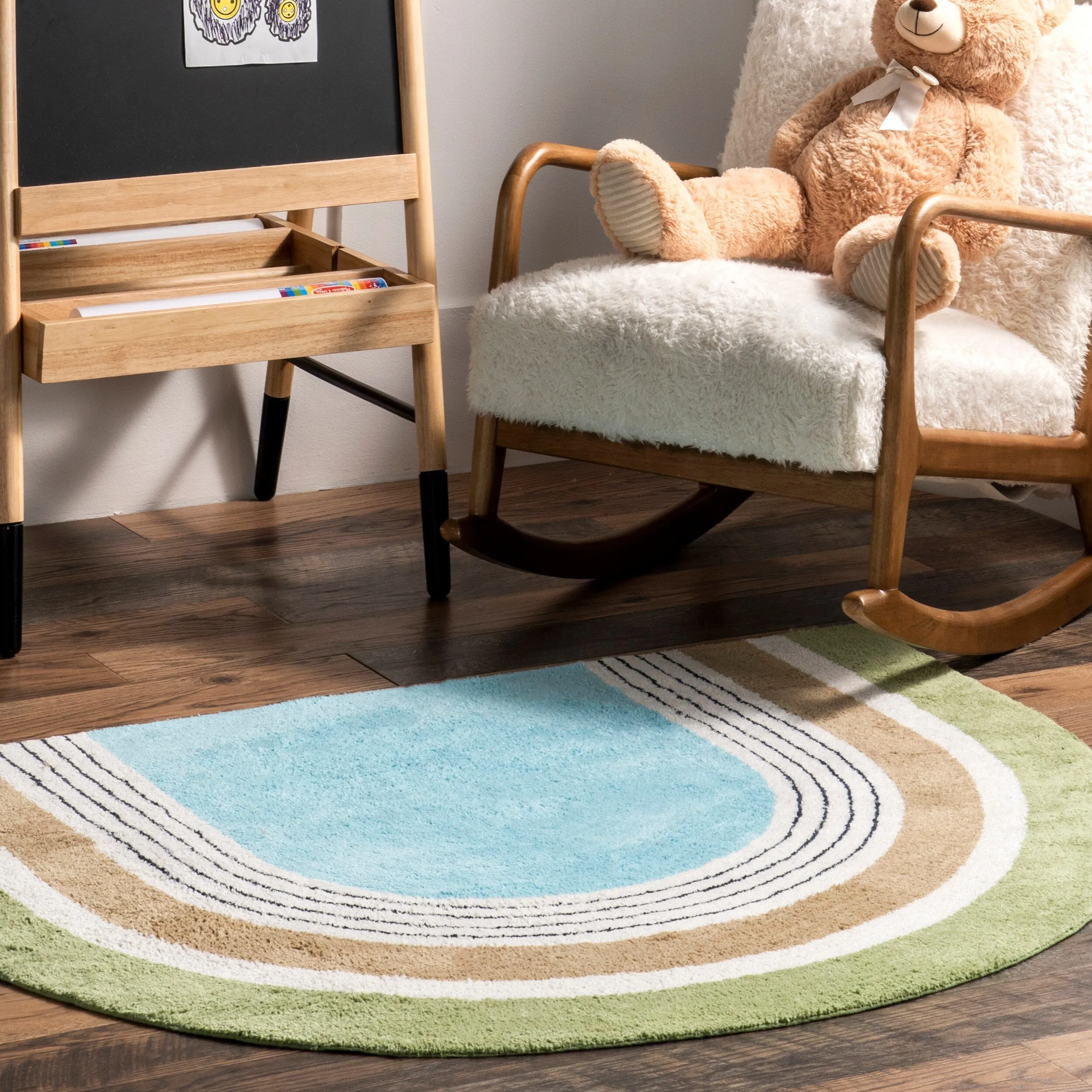 Nuloom Nydia SpinClean Circular Kids Machine Washable Area Rug