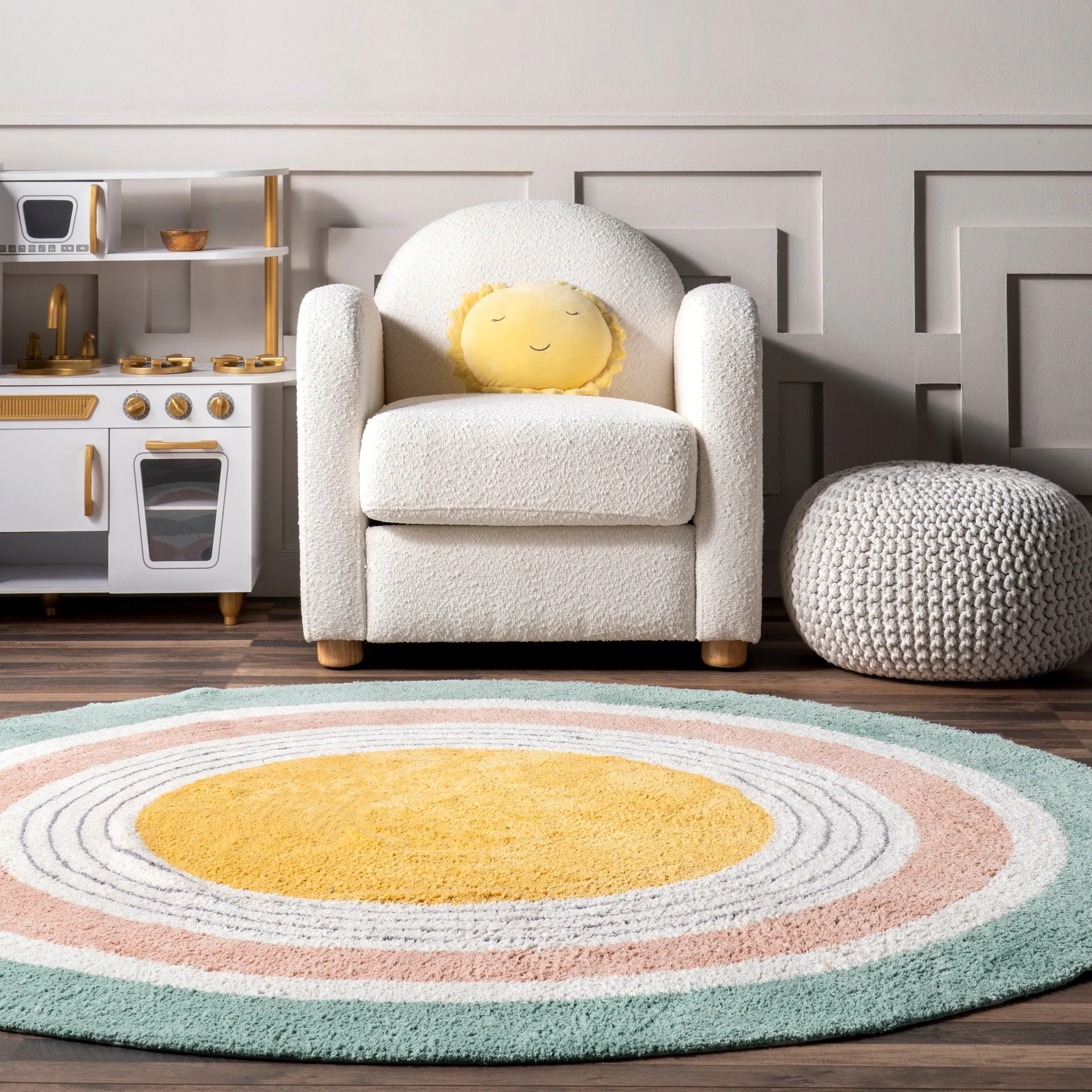 Nuloom Nydia SpinClean Circular Kids Machine Washable Area Rug