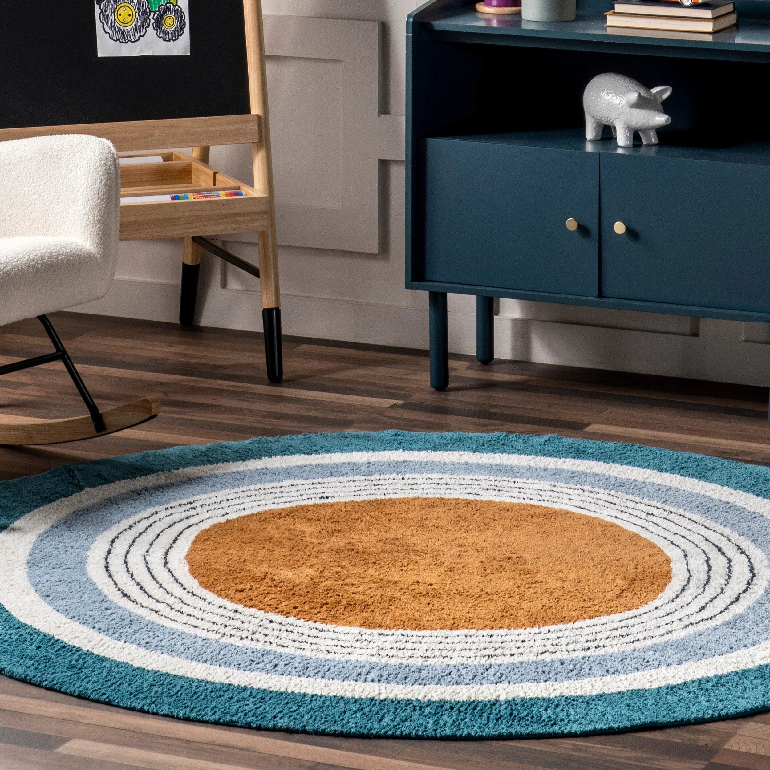 Nuloom Nydia SpinClean Circular Kids Machine Washable Area Rug