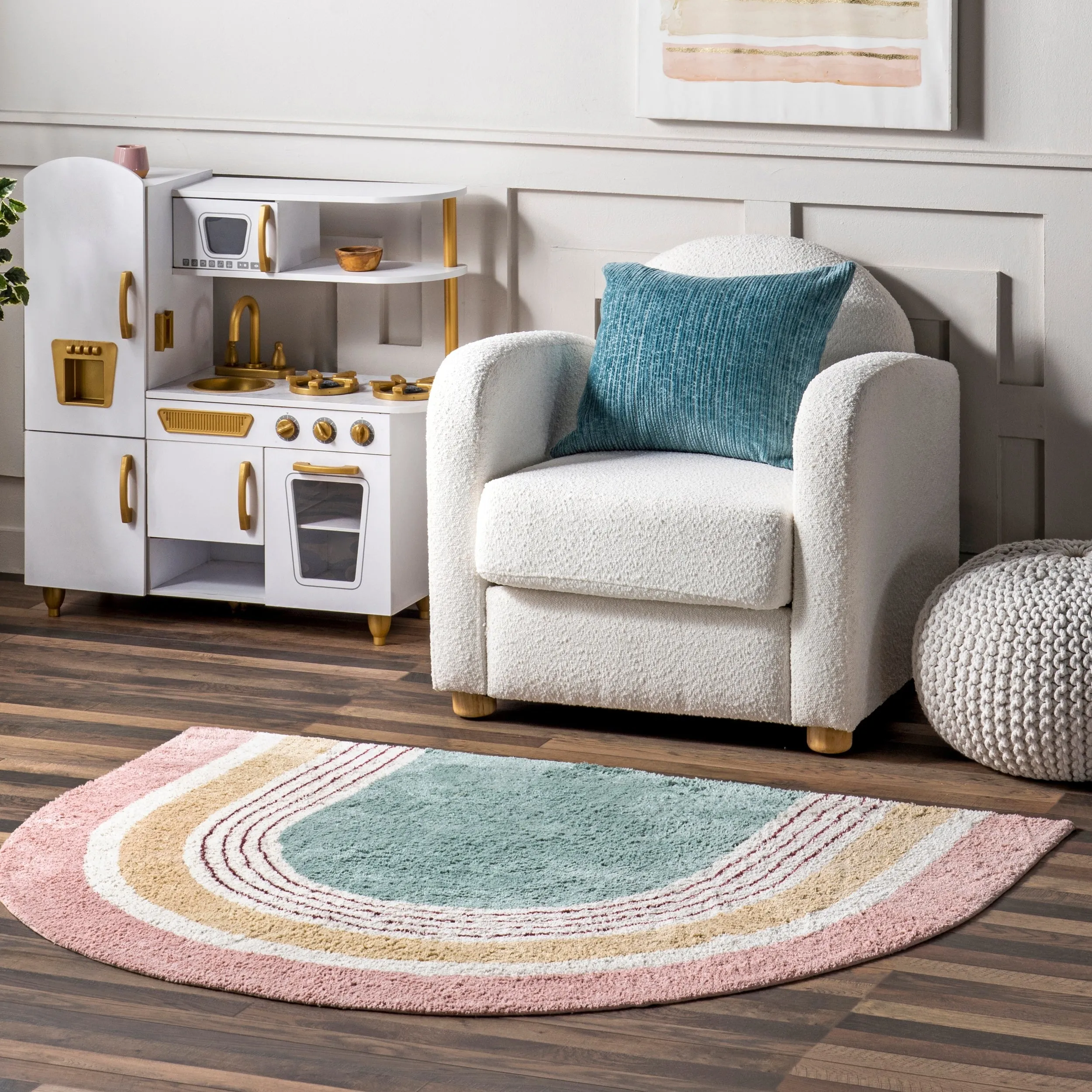 Nuloom Nydia SpinClean Circular Kids Machine Washable Area Rug