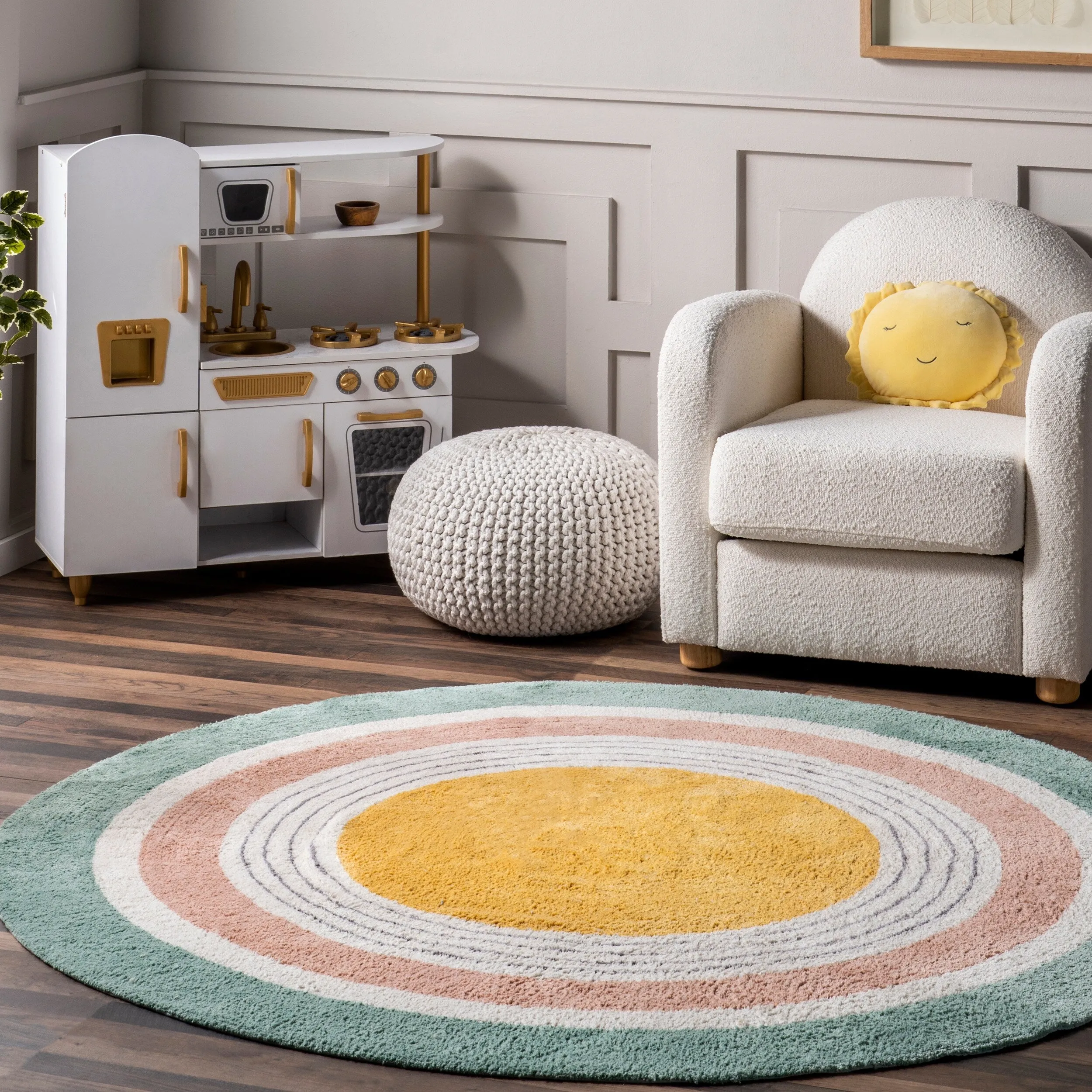 Nuloom Nydia SpinClean Circular Kids Machine Washable Area Rug