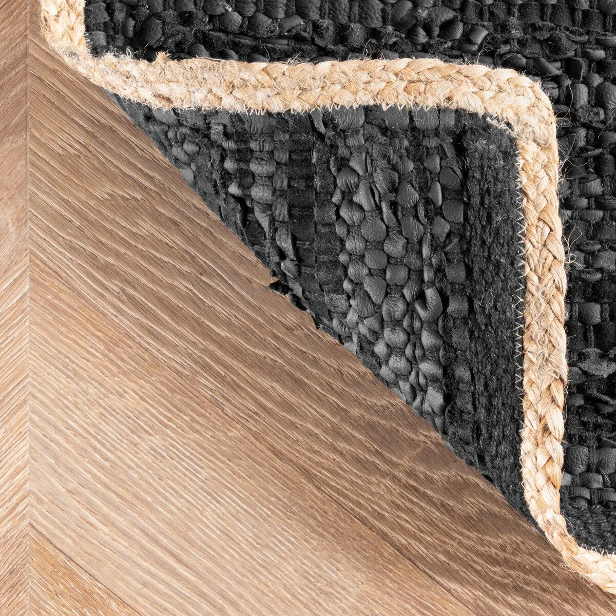 Nuloom Sabby Hand Woven Leather Flatweave Area Rug
