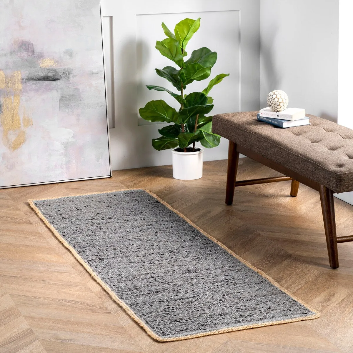 Nuloom Sabby Hand Woven Leather Flatweave Area Rug