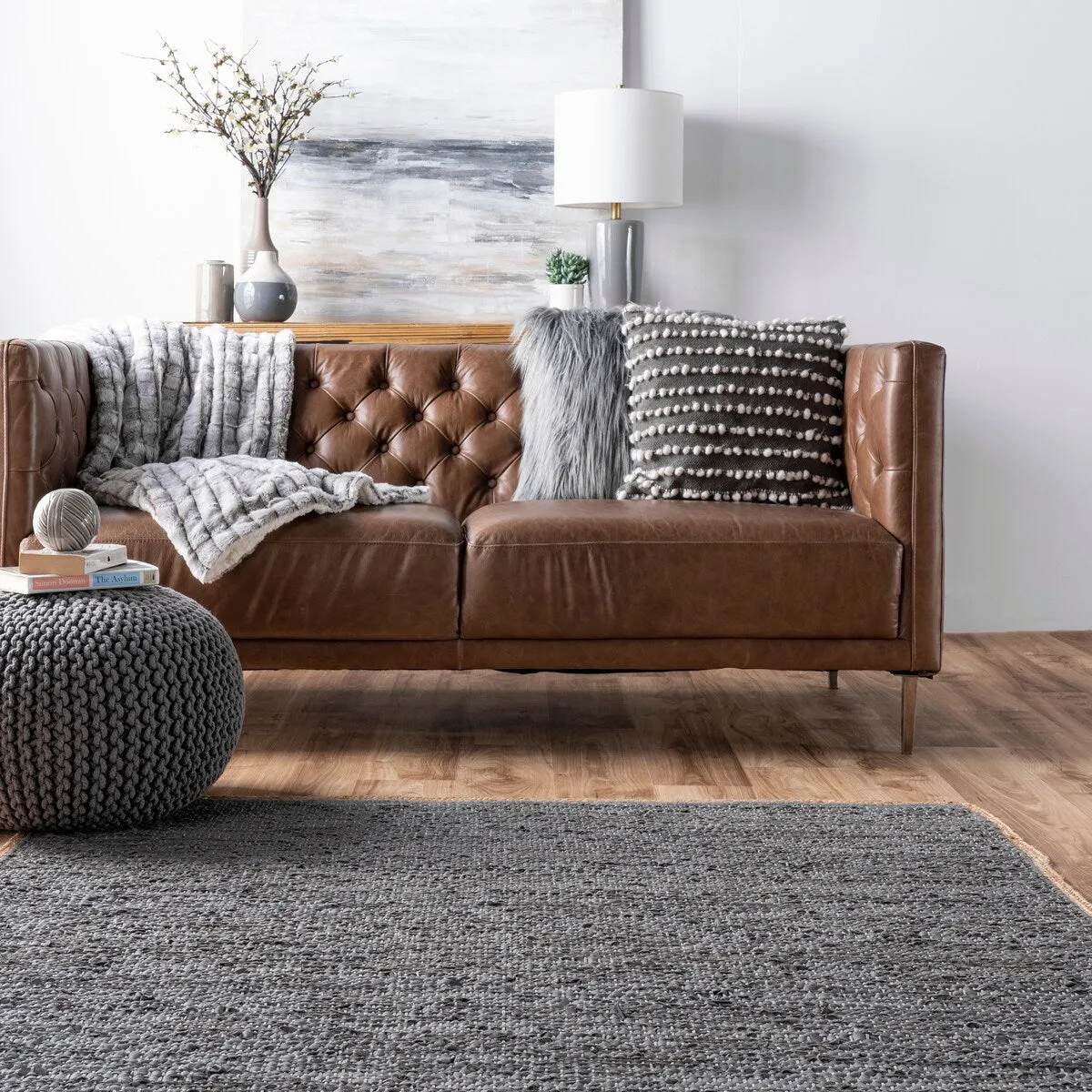 Nuloom Sabby Hand Woven Leather Flatweave Area Rug