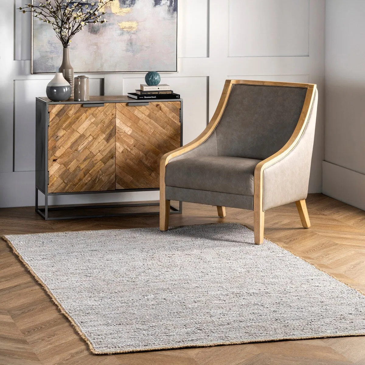 Nuloom Sabby Hand Woven Leather Flatweave Area Rug