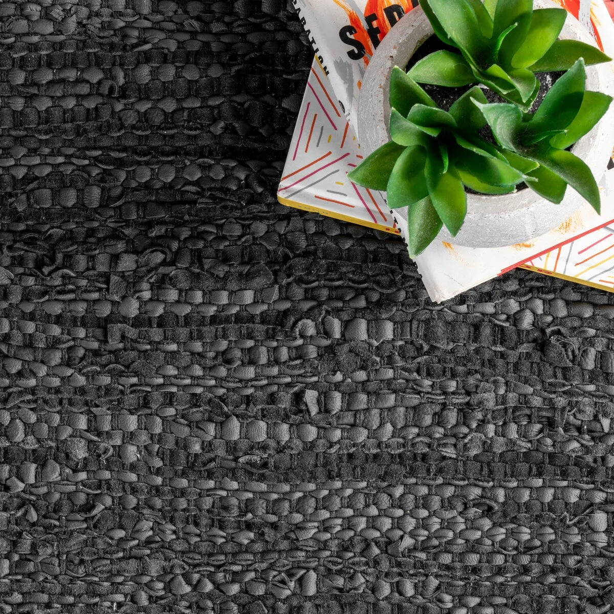 Nuloom Sabby Hand Woven Leather Flatweave Area Rug