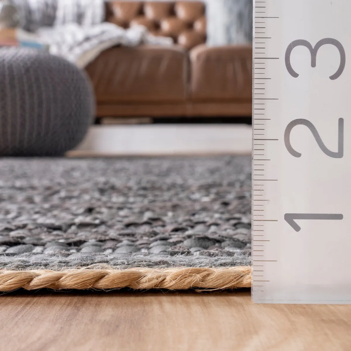 Nuloom Sabby Hand Woven Leather Flatweave Area Rug
